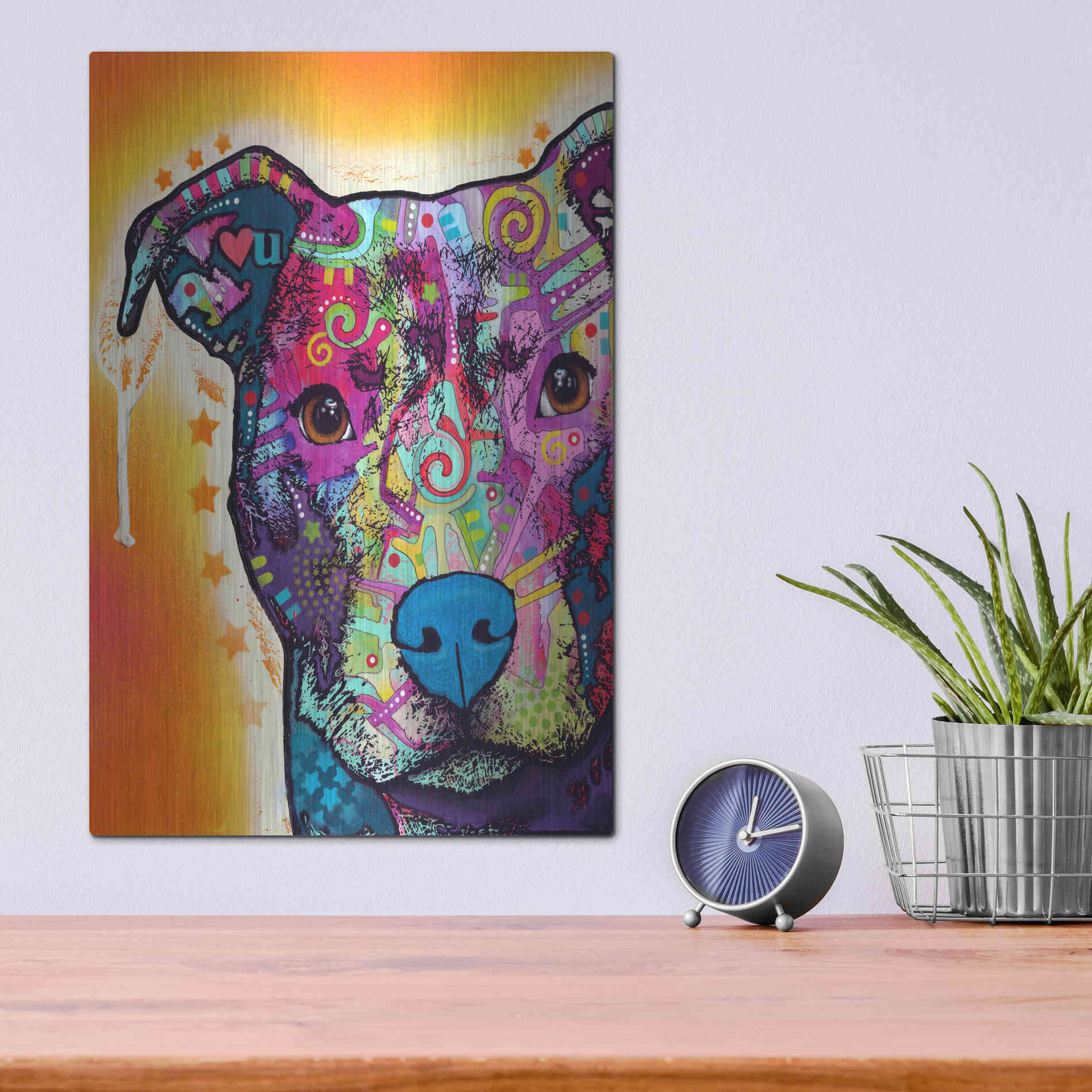 Luxe Metal Art 'Heart U Pit Bull' by Dean Russo, Metal Wall Art,12x16