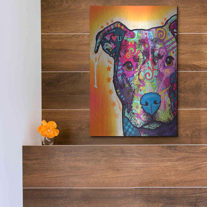 Luxe Metal Art 'Heart U Pit Bull' by Dean Russo, Metal Wall Art,12x16