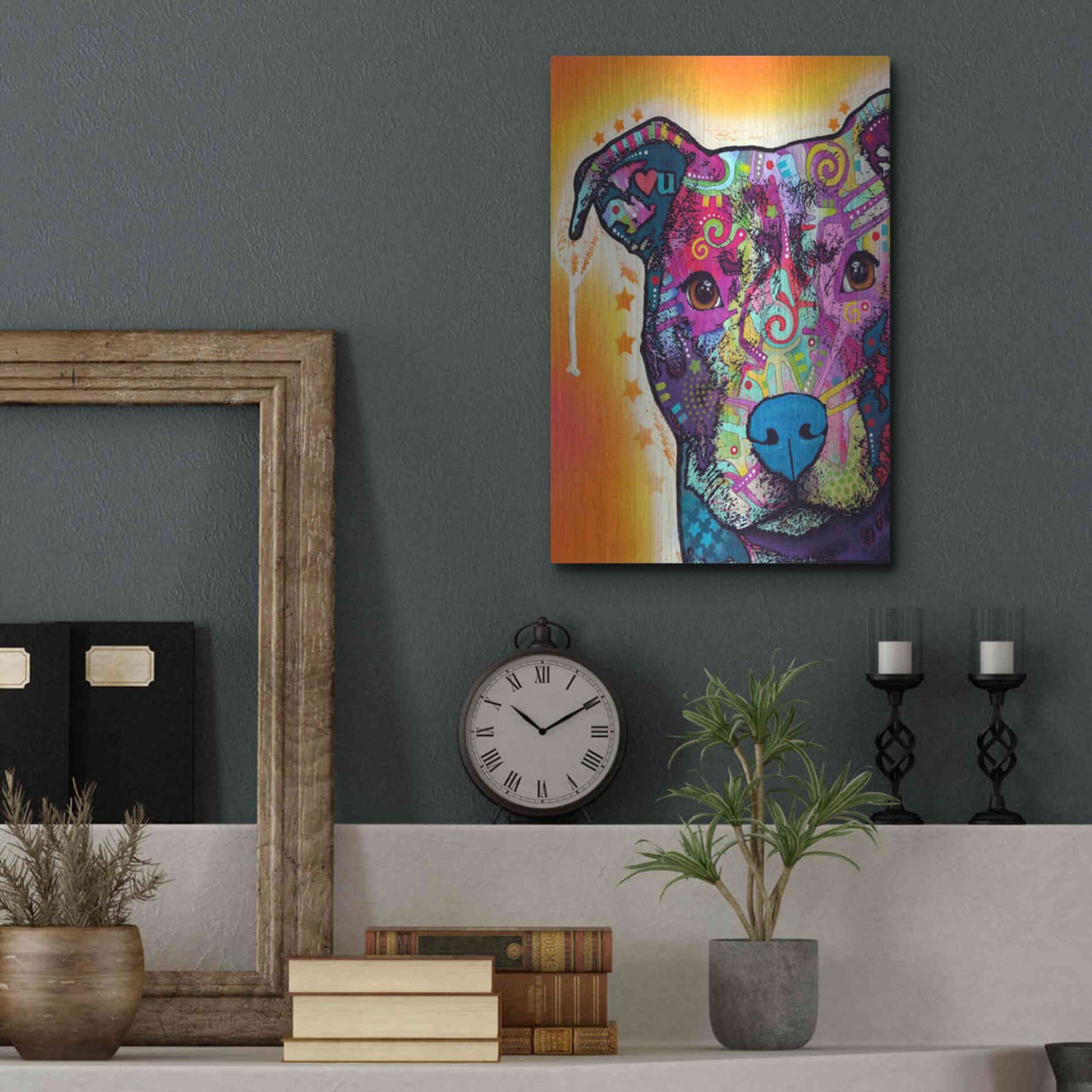 Luxe Metal Art 'Heart U Pit Bull' by Dean Russo, Metal Wall Art,12x16