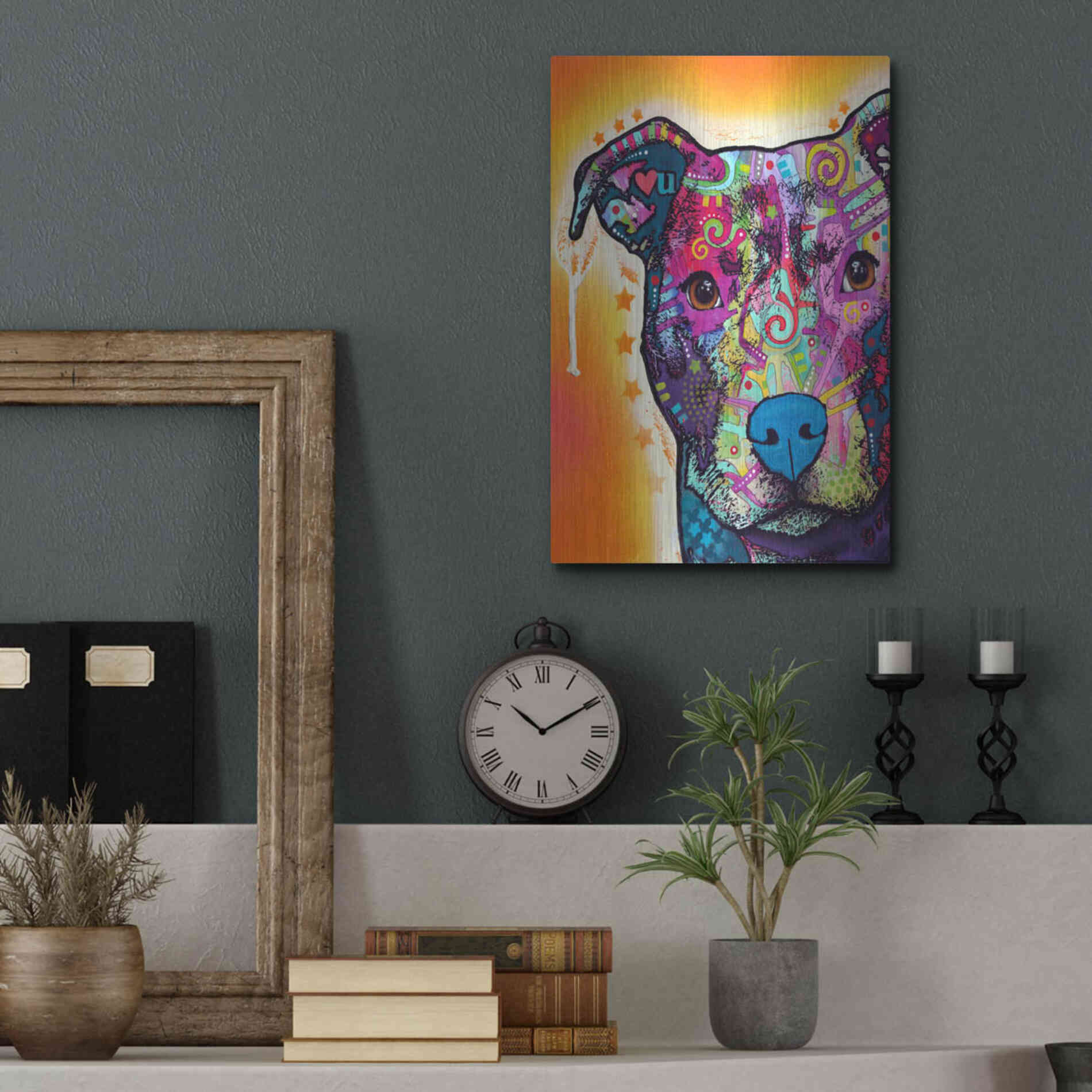 Luxe Metal Art 'Heart U Pit Bull' by Dean Russo, Metal Wall Art,12x16