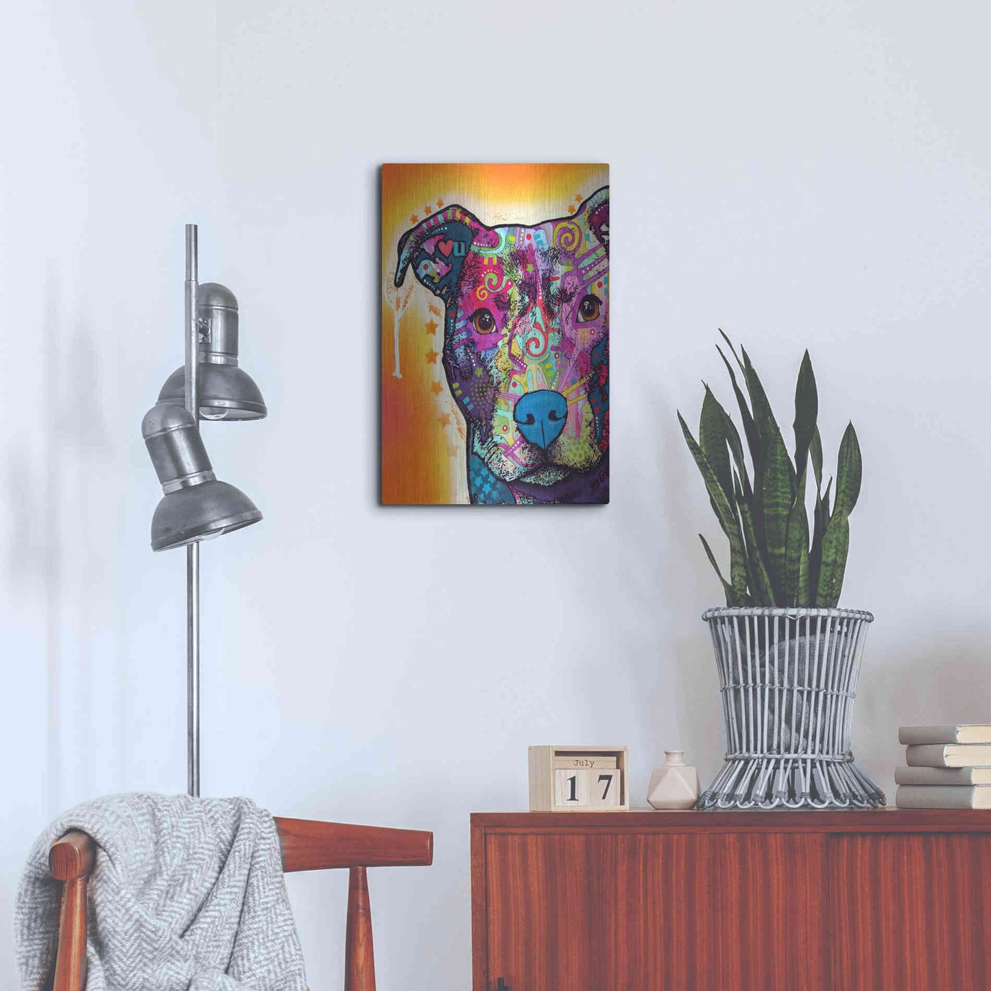 Luxe Metal Art 'Heart U Pit Bull' by Dean Russo, Metal Wall Art,16x24