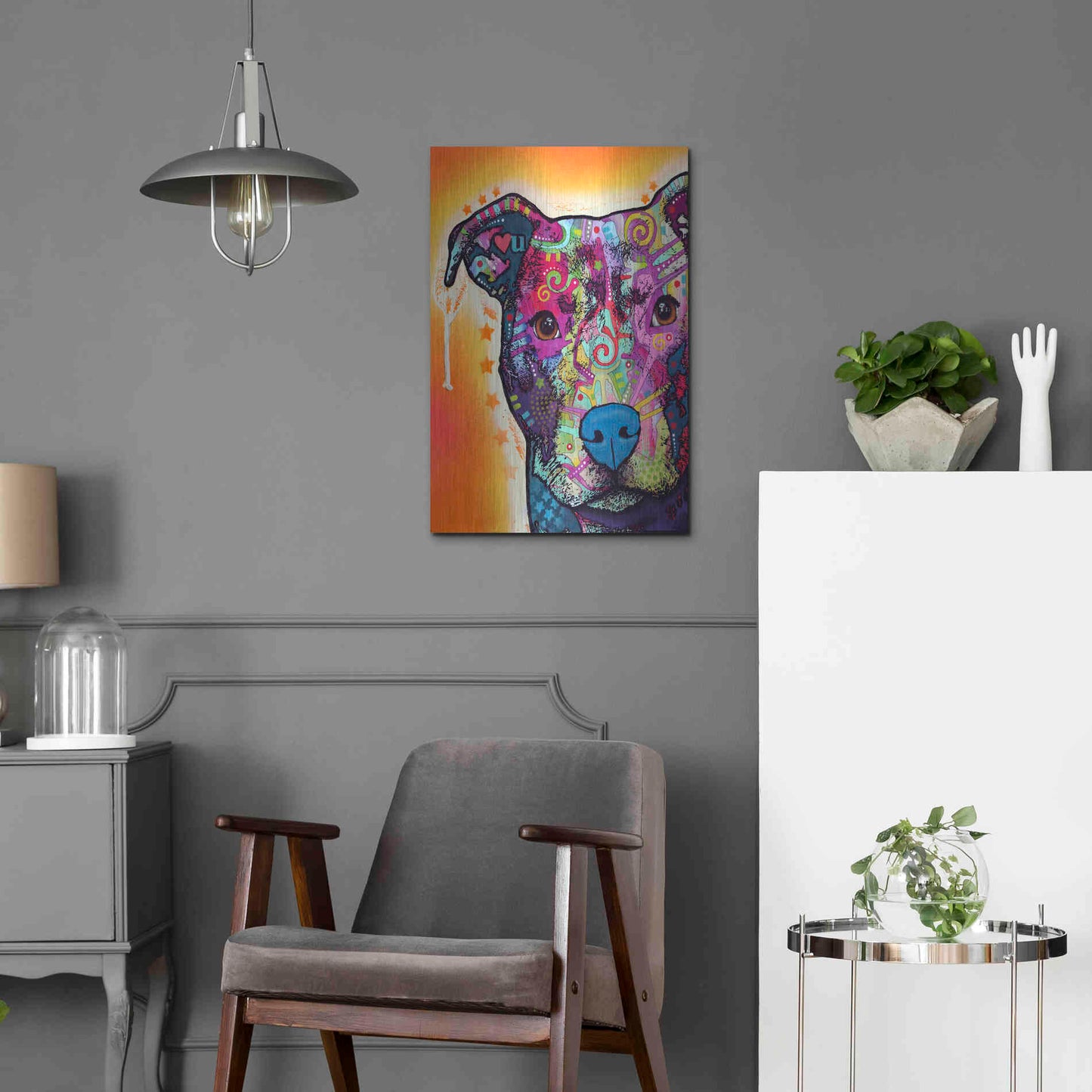 Luxe Metal Art 'Heart U Pit Bull' by Dean Russo, Metal Wall Art,16x24