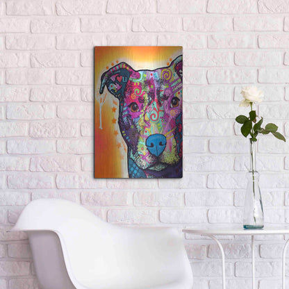Luxe Metal Art 'Heart U Pit Bull' by Dean Russo, Metal Wall Art,16x24