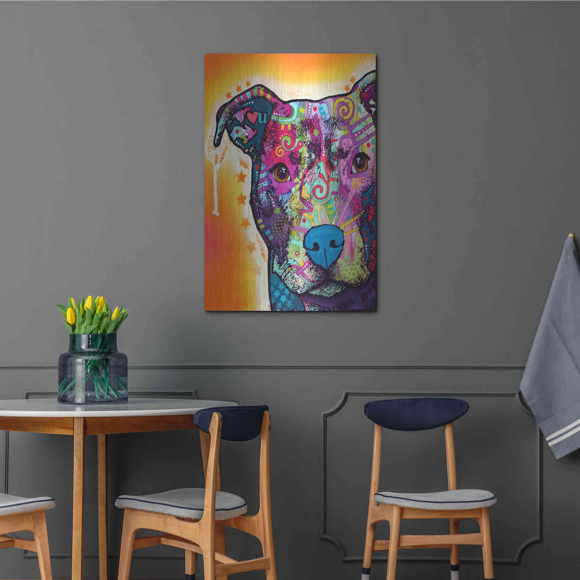 Luxe Metal Art 'Heart U Pit Bull' by Dean Russo, Metal Wall Art,24x36