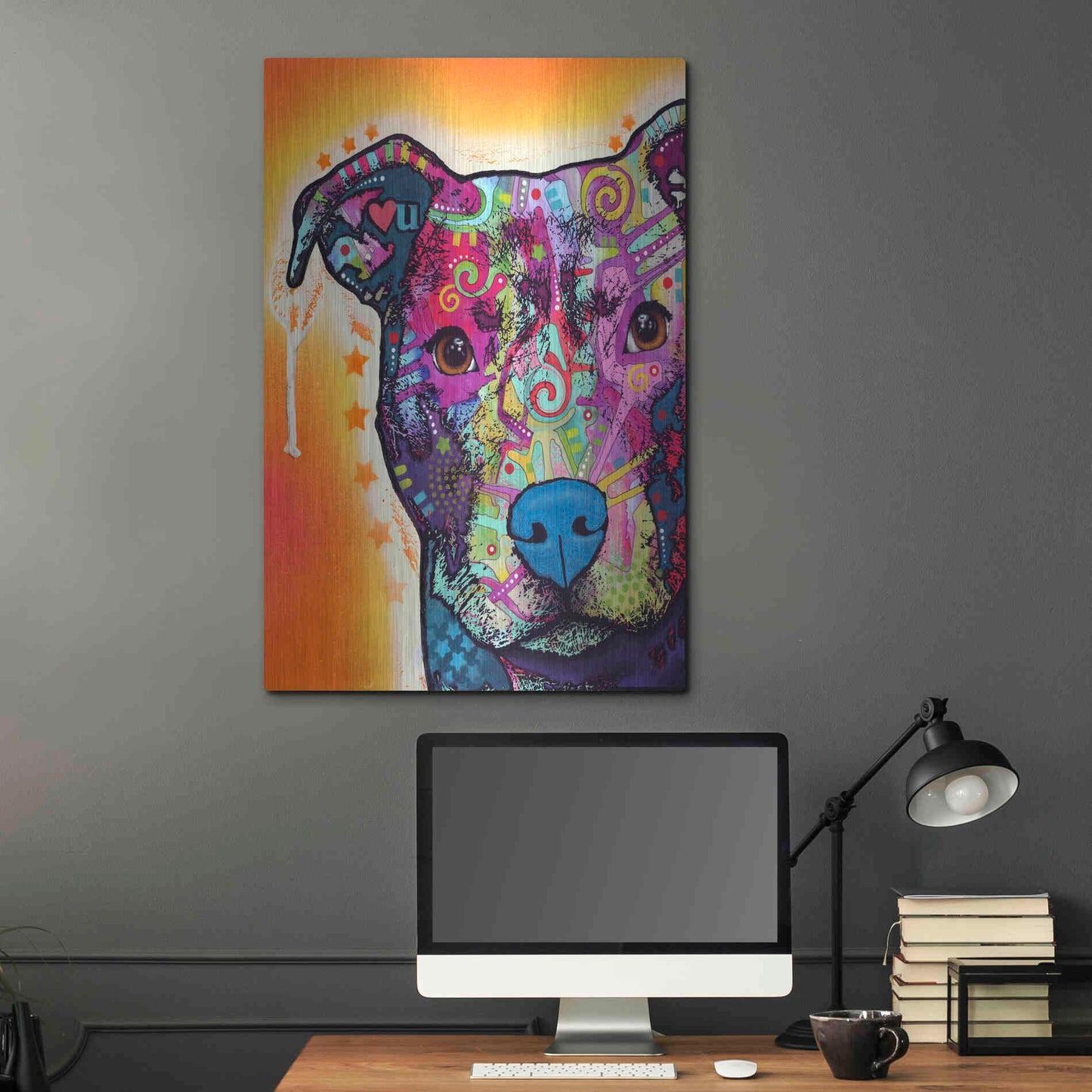 Luxe Metal Art 'Heart U Pit Bull' by Dean Russo, Metal Wall Art,24x36