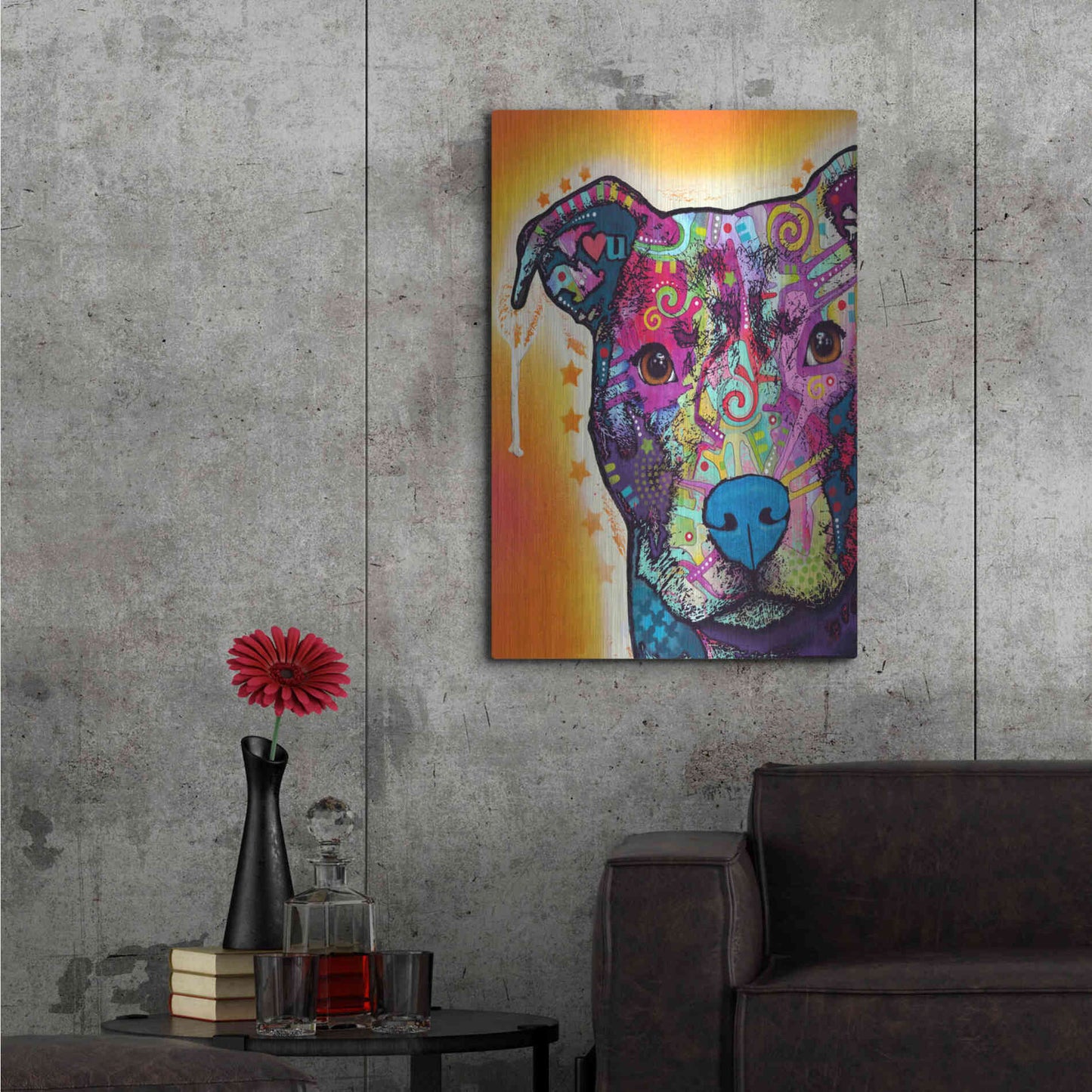 Luxe Metal Art 'Heart U Pit Bull' by Dean Russo, Metal Wall Art,24x36