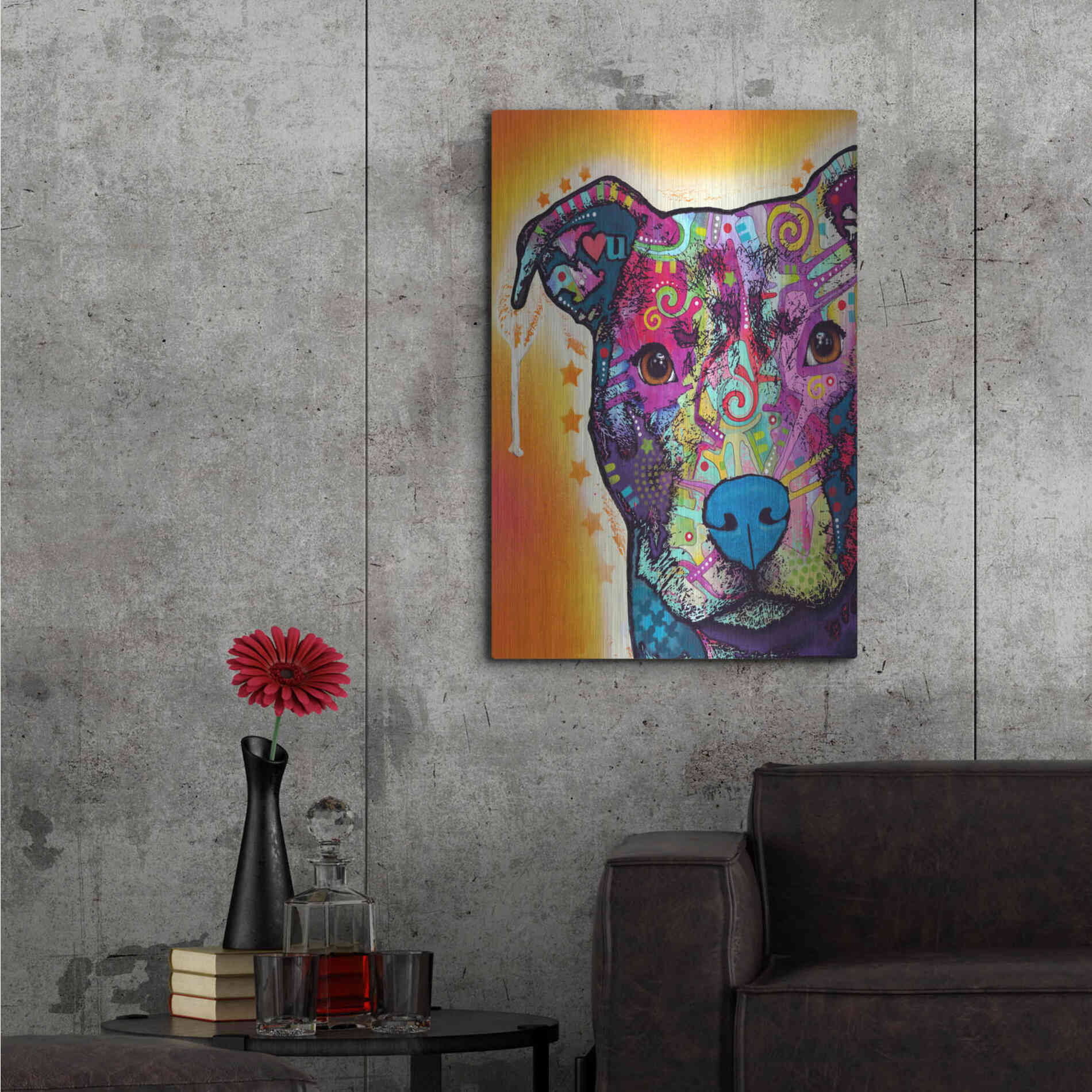 Luxe Metal Art 'Heart U Pit Bull' by Dean Russo, Metal Wall Art,24x36