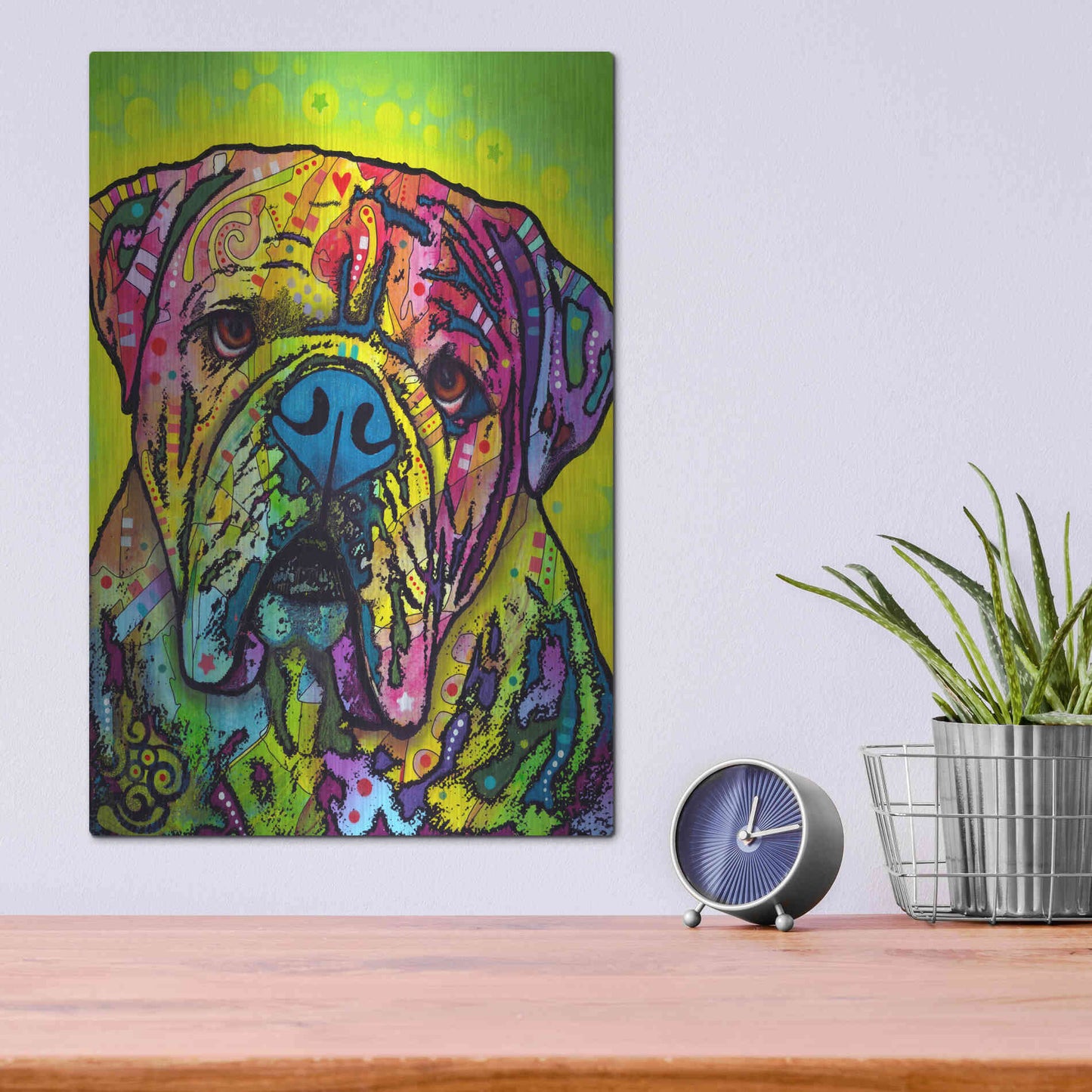 Luxe Metal Art 'Hey Bulldog' by Dean Russo, Metal Wall Art,12x16