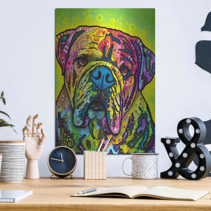 Luxe Metal Art 'Hey Bulldog' by Dean Russo, Metal Wall Art,12x16