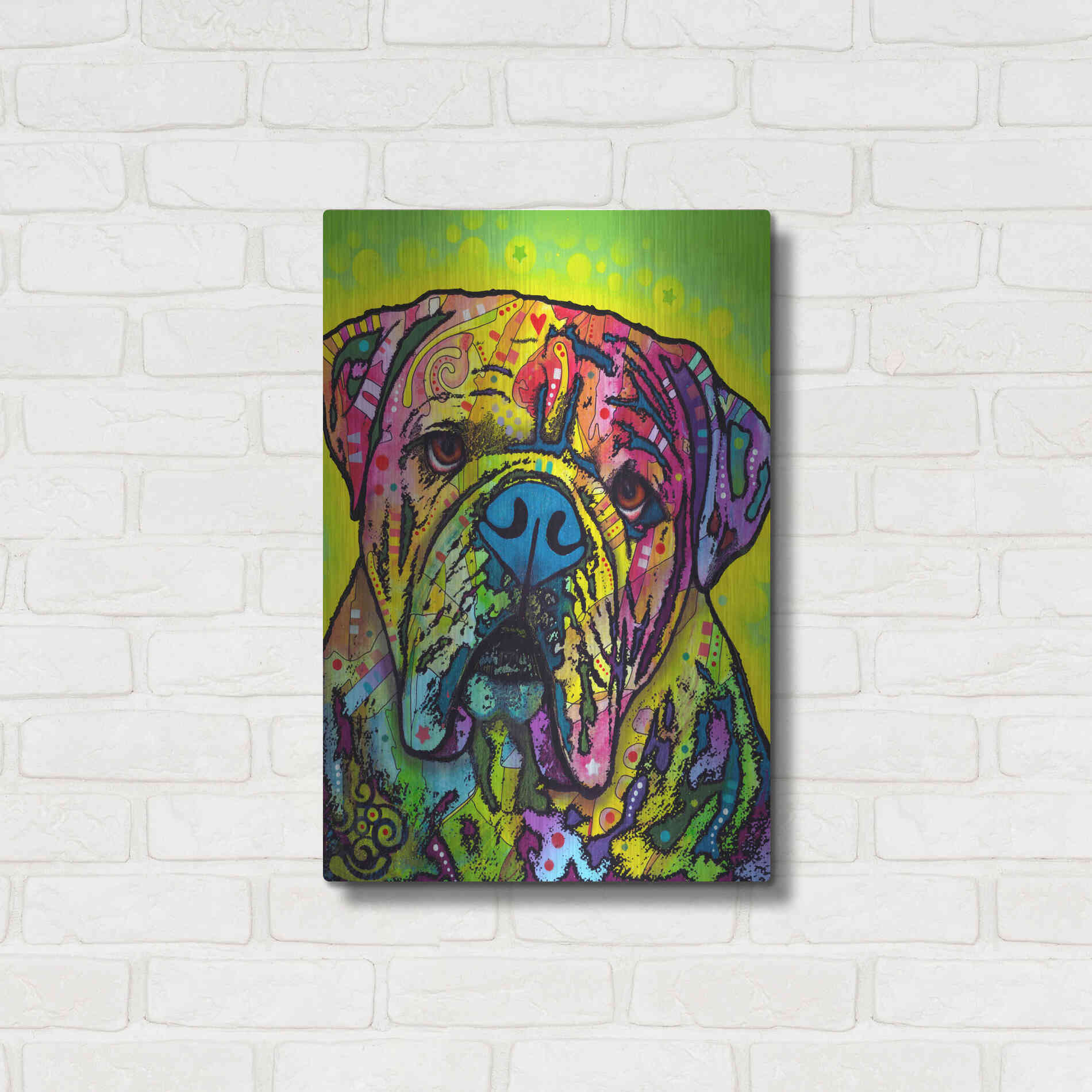 Luxe Metal Art 'Hey Bulldog' by Dean Russo, Metal Wall Art,16x24