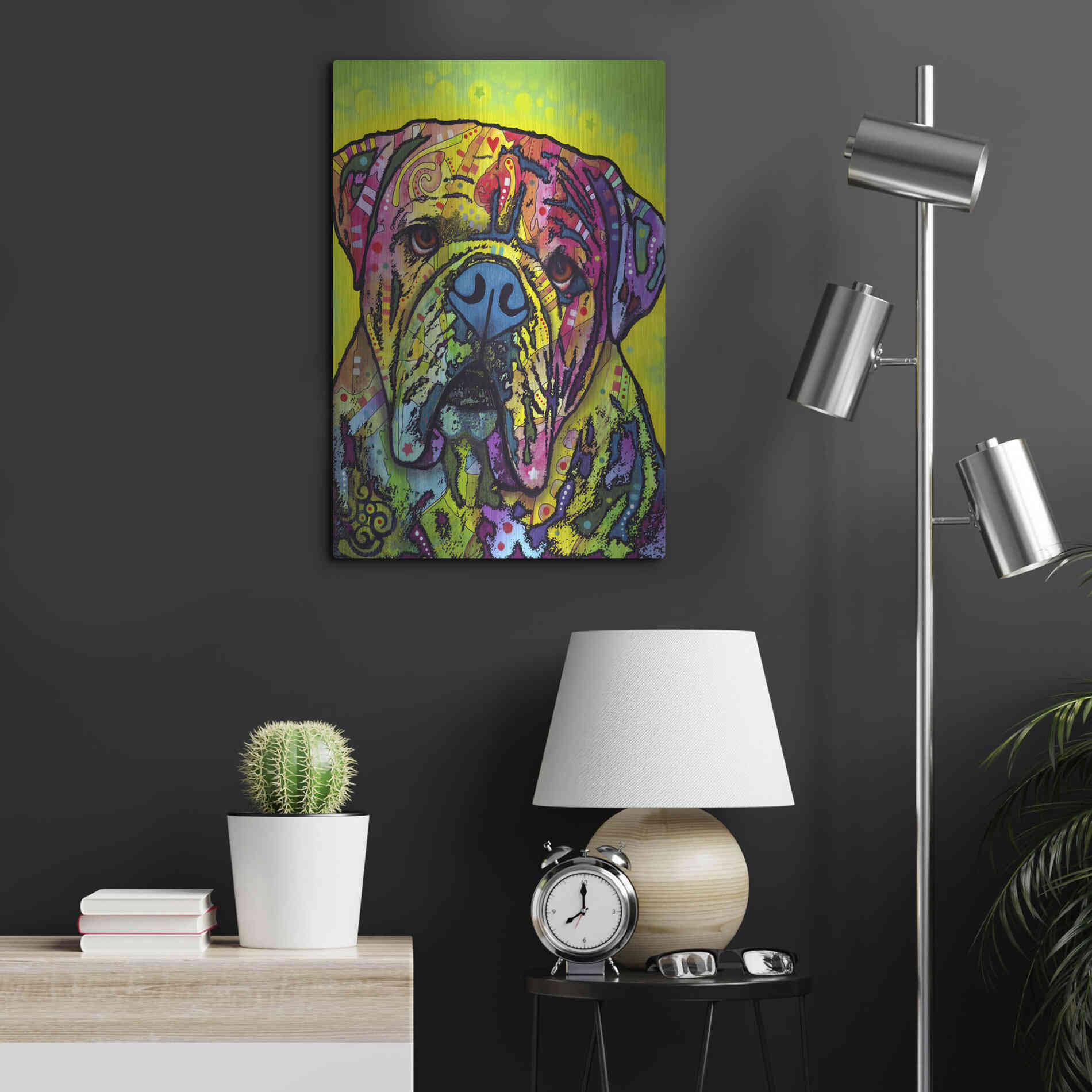 Luxe Metal Art 'Hey Bulldog' by Dean Russo, Metal Wall Art,16x24