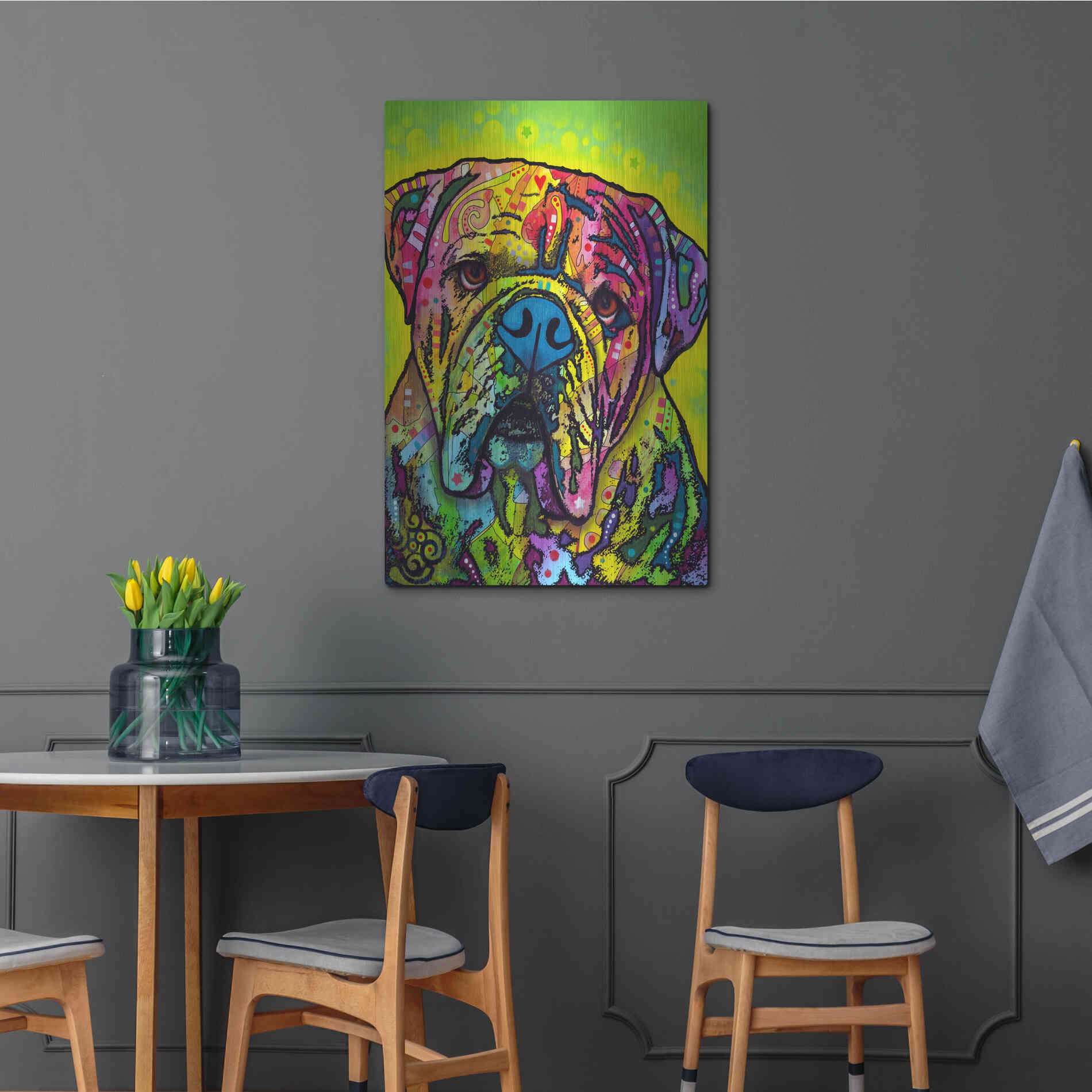 Luxe Metal Art 'Hey Bulldog' by Dean Russo, Metal Wall Art,24x36