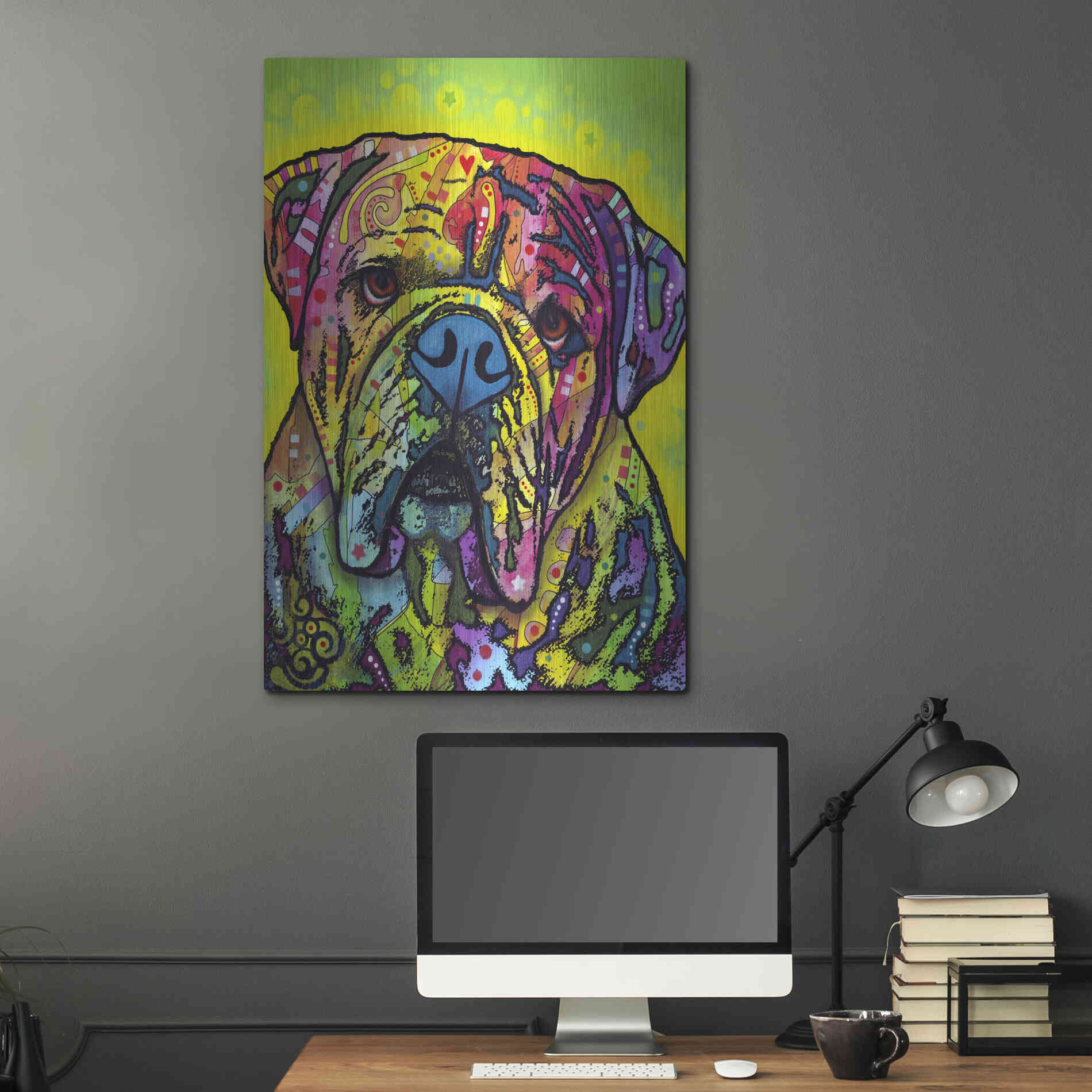 Luxe Metal Art 'Hey Bulldog' by Dean Russo, Metal Wall Art,24x36