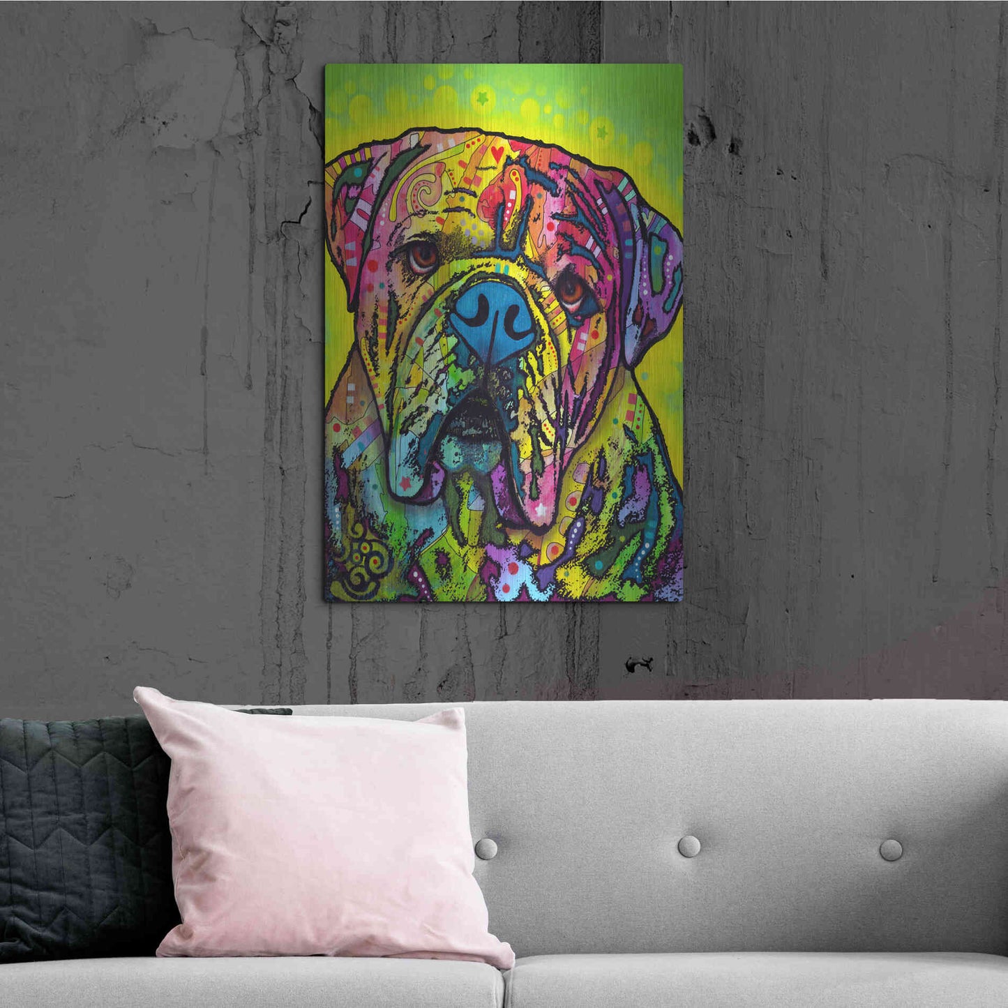 Luxe Metal Art 'Hey Bulldog' by Dean Russo, Metal Wall Art,24x36