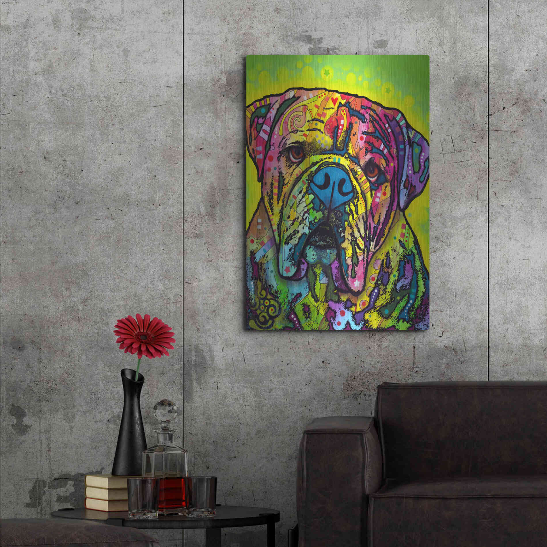 Luxe Metal Art 'Hey Bulldog' by Dean Russo, Metal Wall Art,24x36