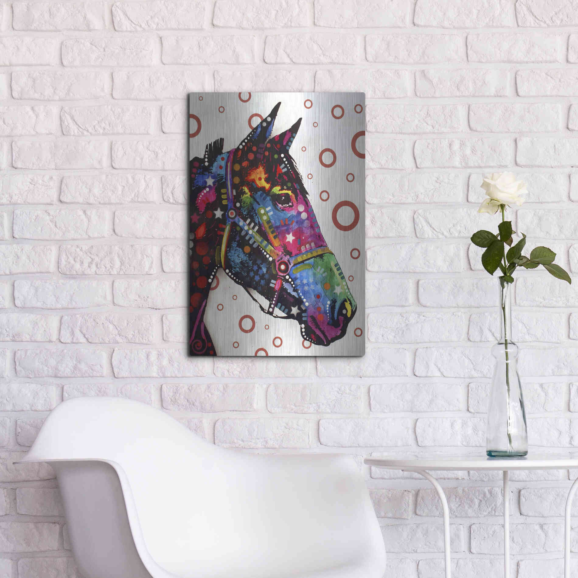 Luxe Metal Art 'Horse 1' by Dean Russo, Metal Wall Art,16x24