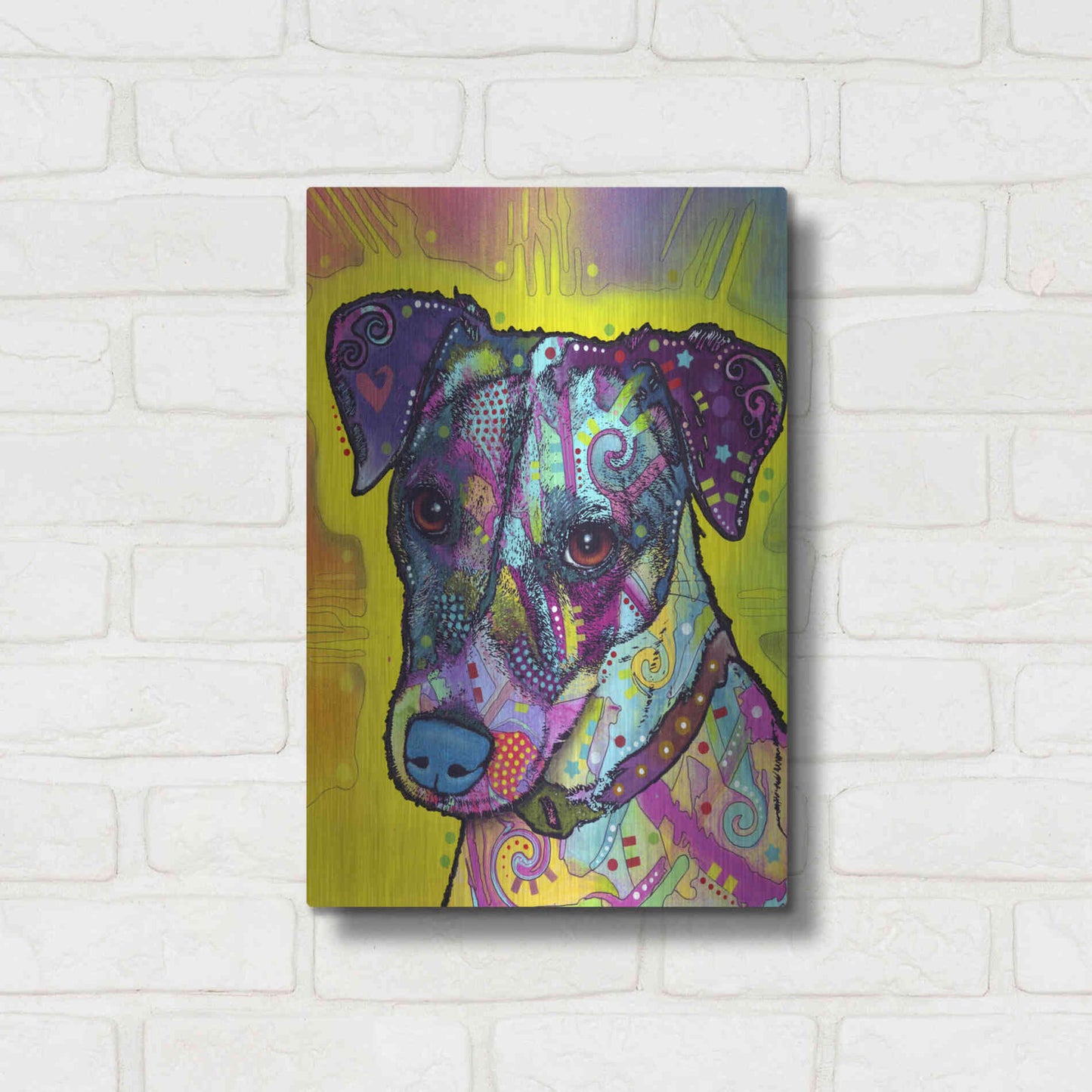 Luxe Metal Art 'Jack Russell' by Dean Russo, Metal Wall Art,12x16