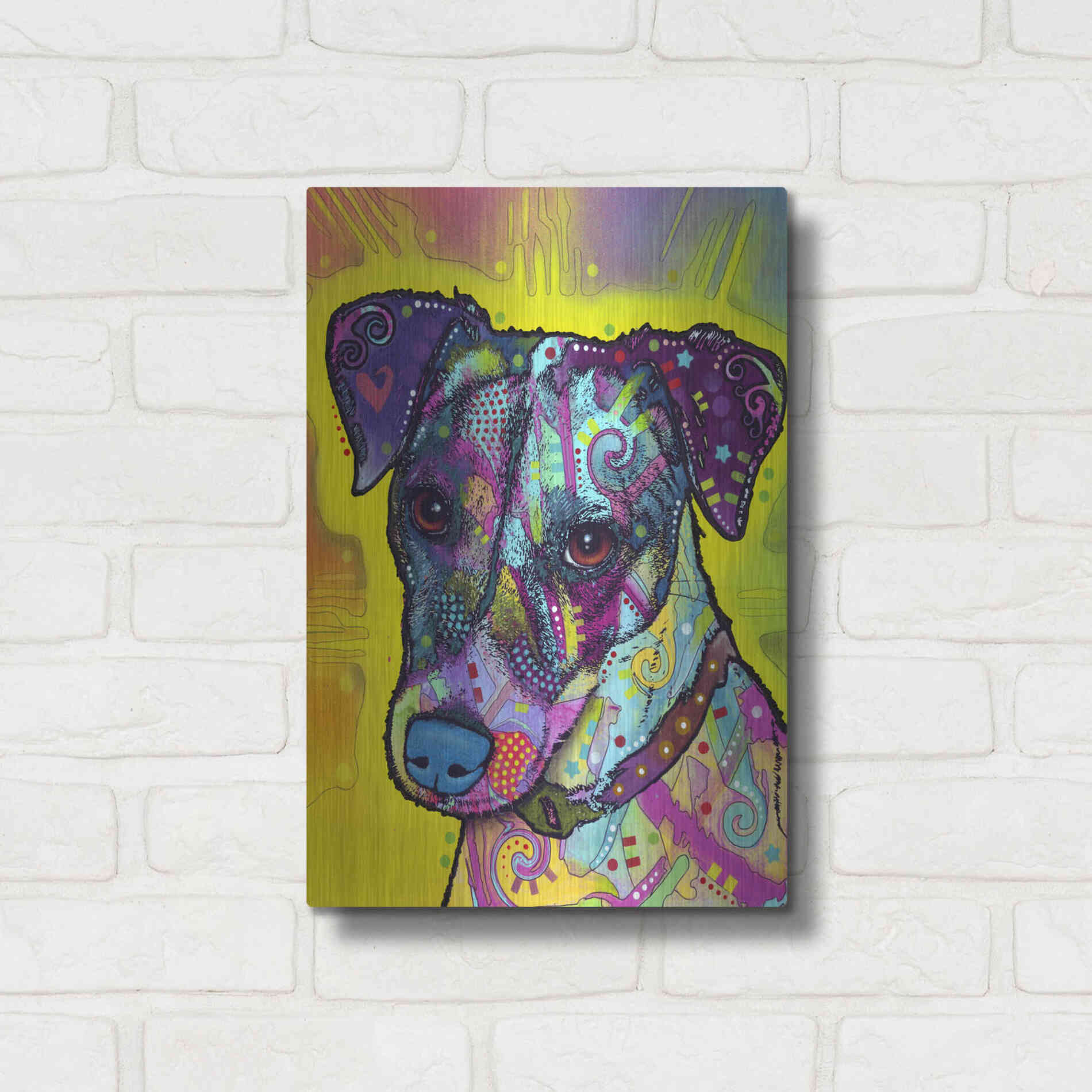 Luxe Metal Art 'Jack Russell' by Dean Russo, Metal Wall Art,12x16