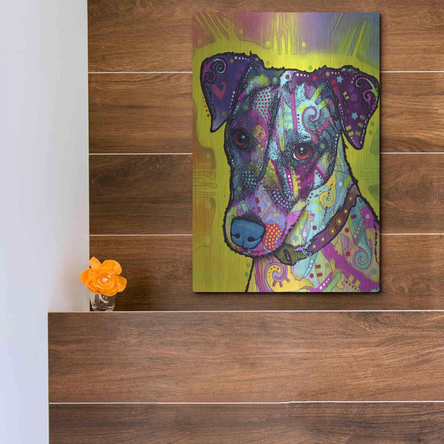 Luxe Metal Art 'Jack Russell' by Dean Russo, Metal Wall Art,12x16