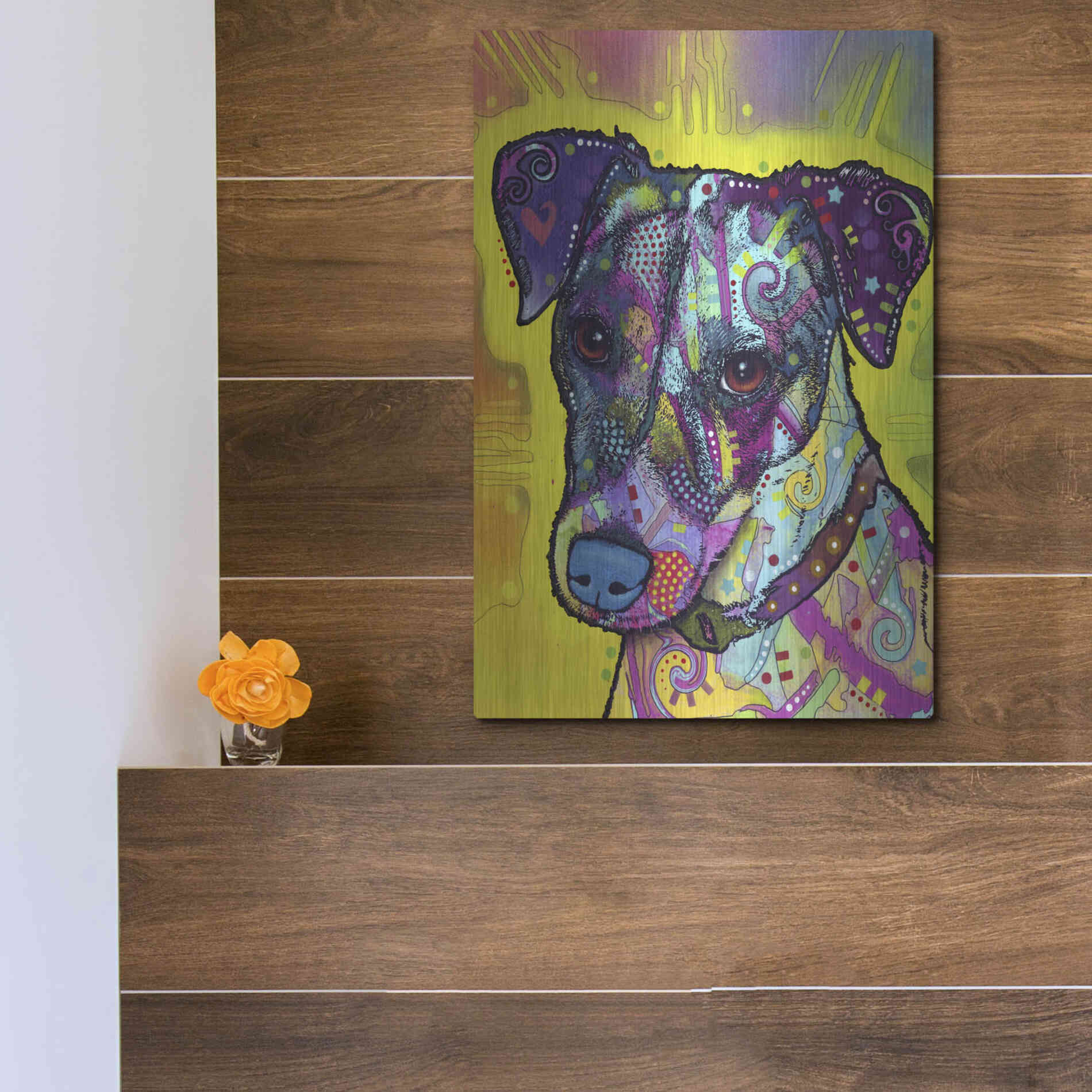 Luxe Metal Art 'Jack Russell' by Dean Russo, Metal Wall Art,12x16