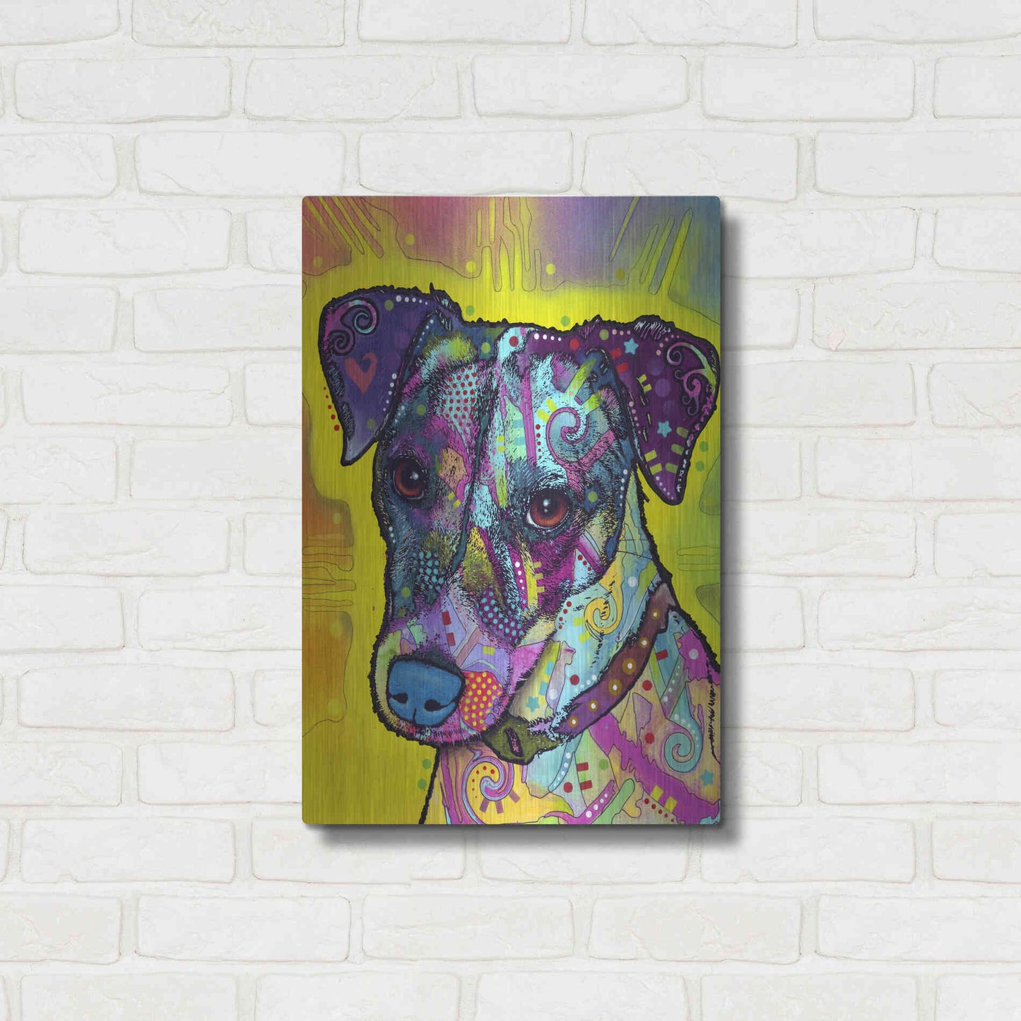 Luxe Metal Art 'Jack Russell' by Dean Russo, Metal Wall Art,16x24
