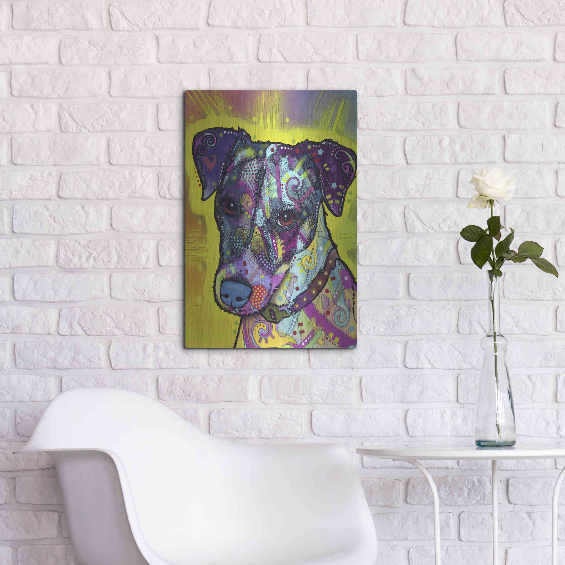 Luxe Metal Art 'Jack Russell' by Dean Russo, Metal Wall Art,16x24