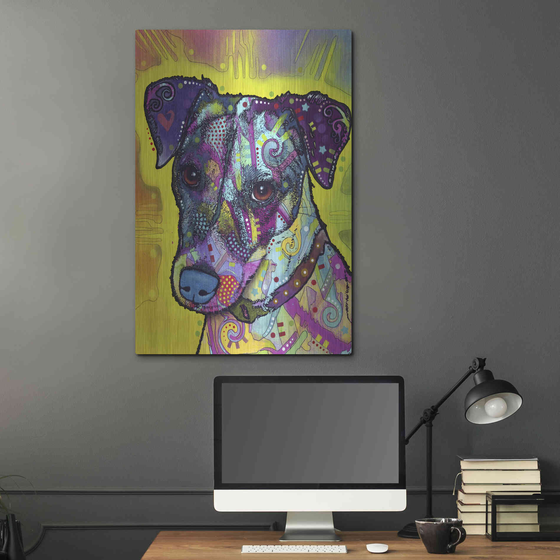 Luxe Metal Art 'Jack Russell' by Dean Russo, Metal Wall Art,24x36