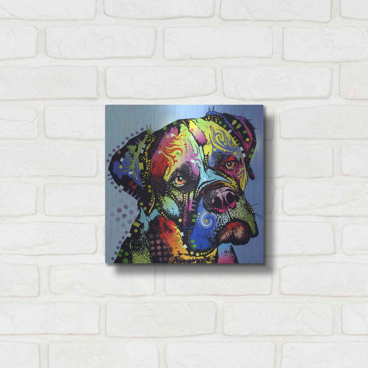 Luxe Metal Art 'Mastiff Warrior' by Dean Russo, Metal Wall Art,12x12