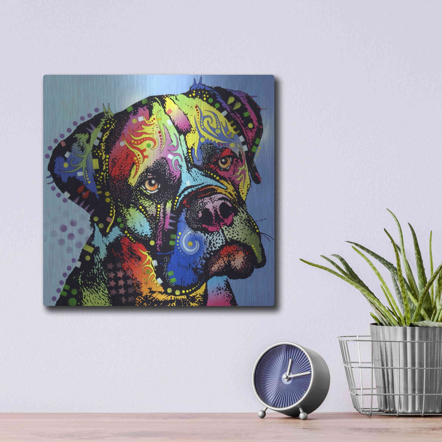 Luxe Metal Art 'Mastiff Warrior' by Dean Russo, Metal Wall Art,12x12