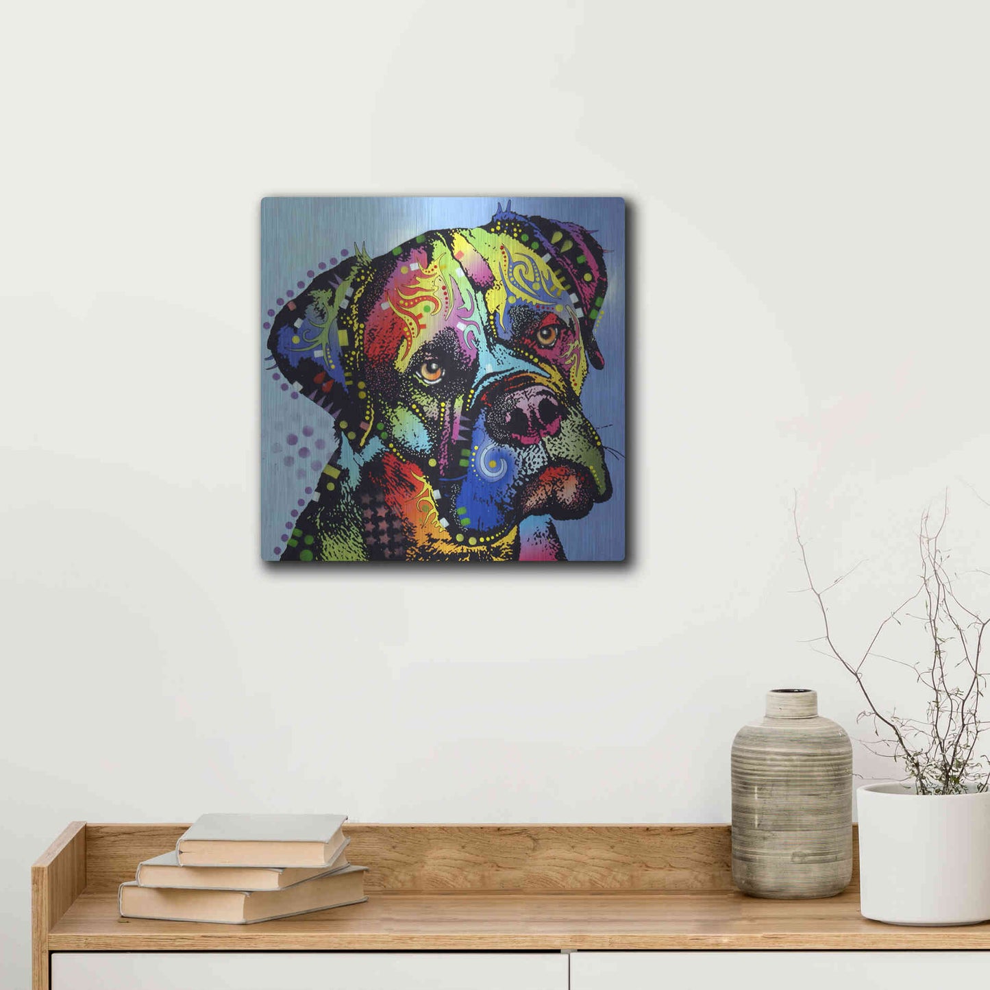 Luxe Metal Art 'Mastiff Warrior' by Dean Russo, Metal Wall Art,12x12