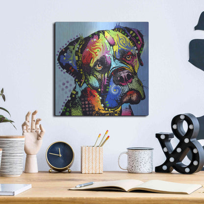 Luxe Metal Art 'Mastiff Warrior' by Dean Russo, Metal Wall Art,12x12