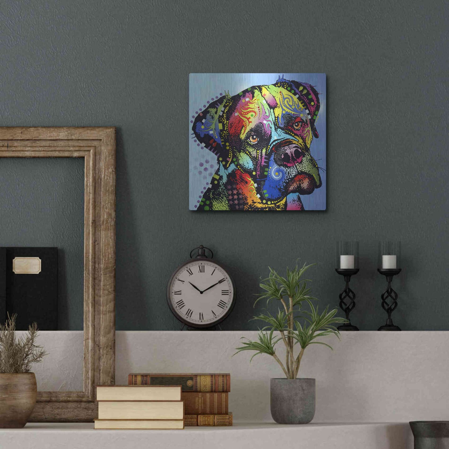 Luxe Metal Art 'Mastiff Warrior' by Dean Russo, Metal Wall Art,12x12