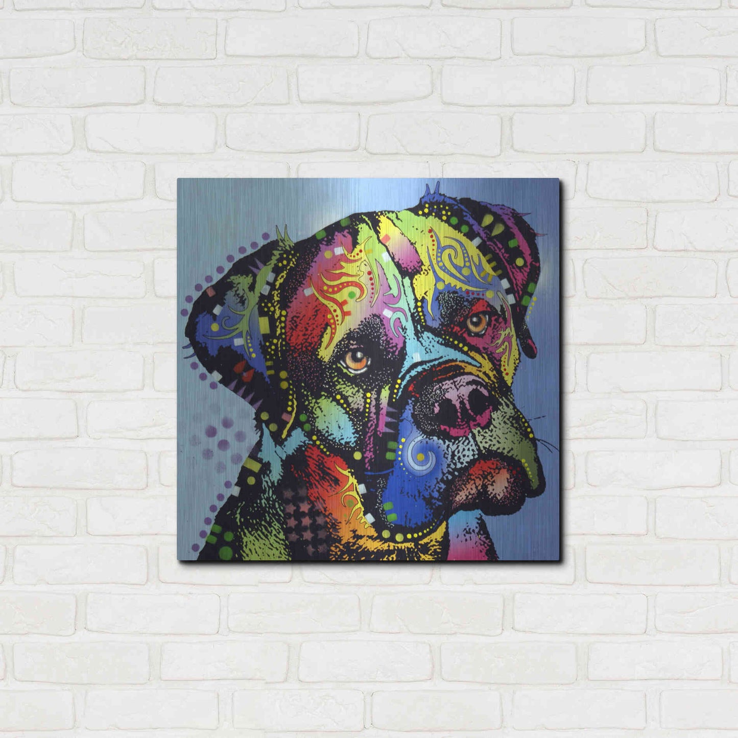 Luxe Metal Art 'Mastiff Warrior' by Dean Russo, Metal Wall Art,24x24