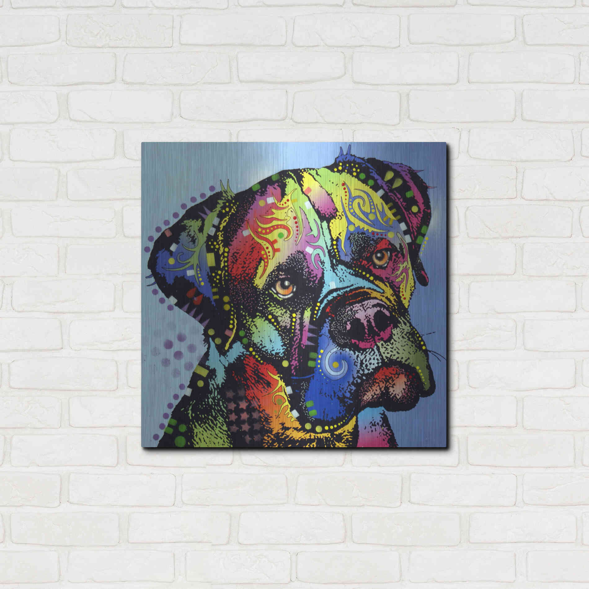 Luxe Metal Art 'Mastiff Warrior' by Dean Russo, Metal Wall Art,24x24