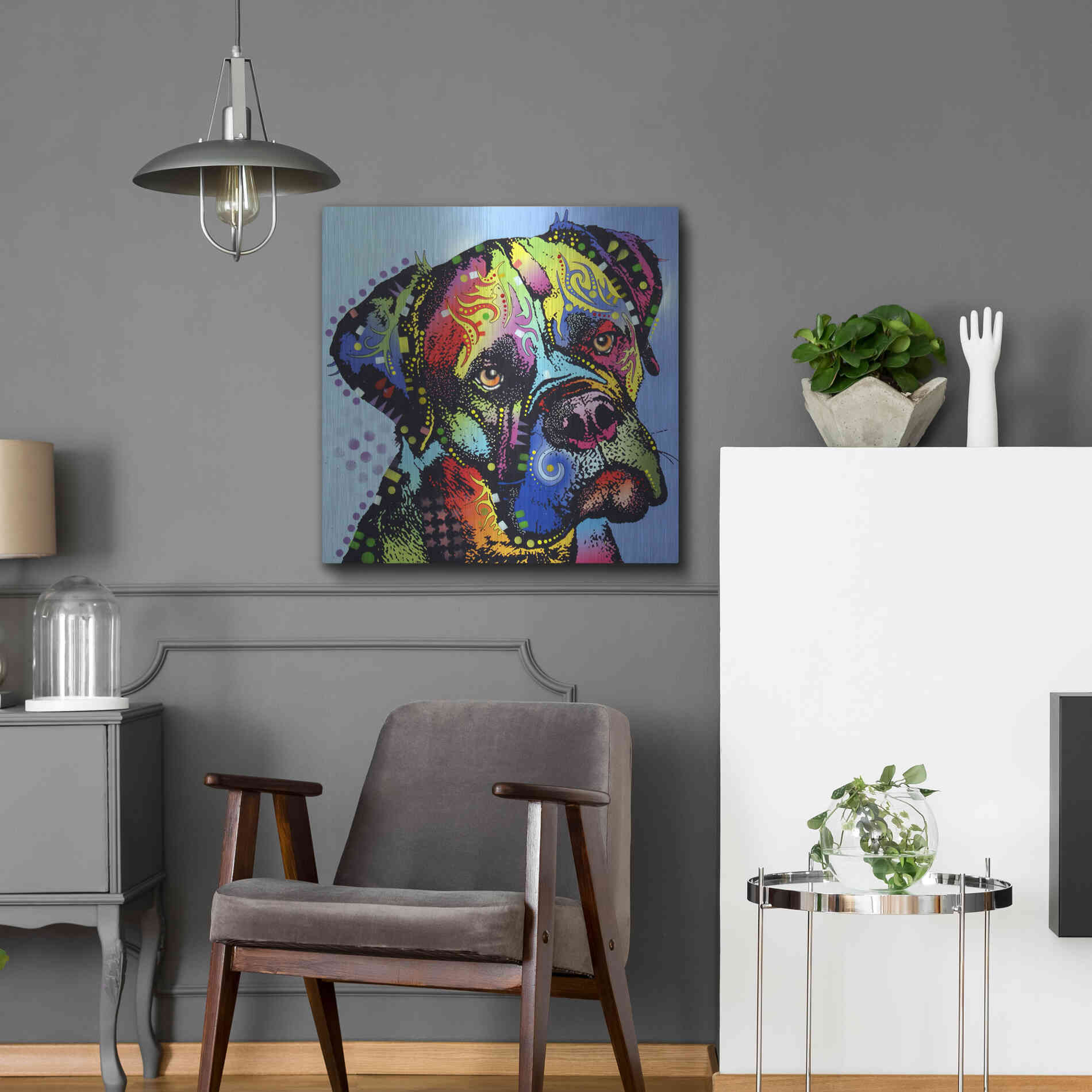 Luxe Metal Art 'Mastiff Warrior' by Dean Russo, Metal Wall Art,24x24