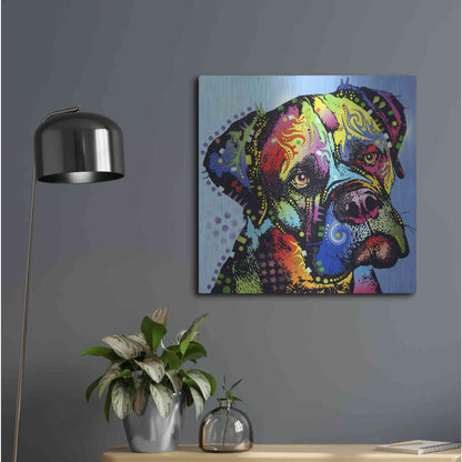 Luxe Metal Art 'Mastiff Warrior' by Dean Russo, Metal Wall Art,24x24