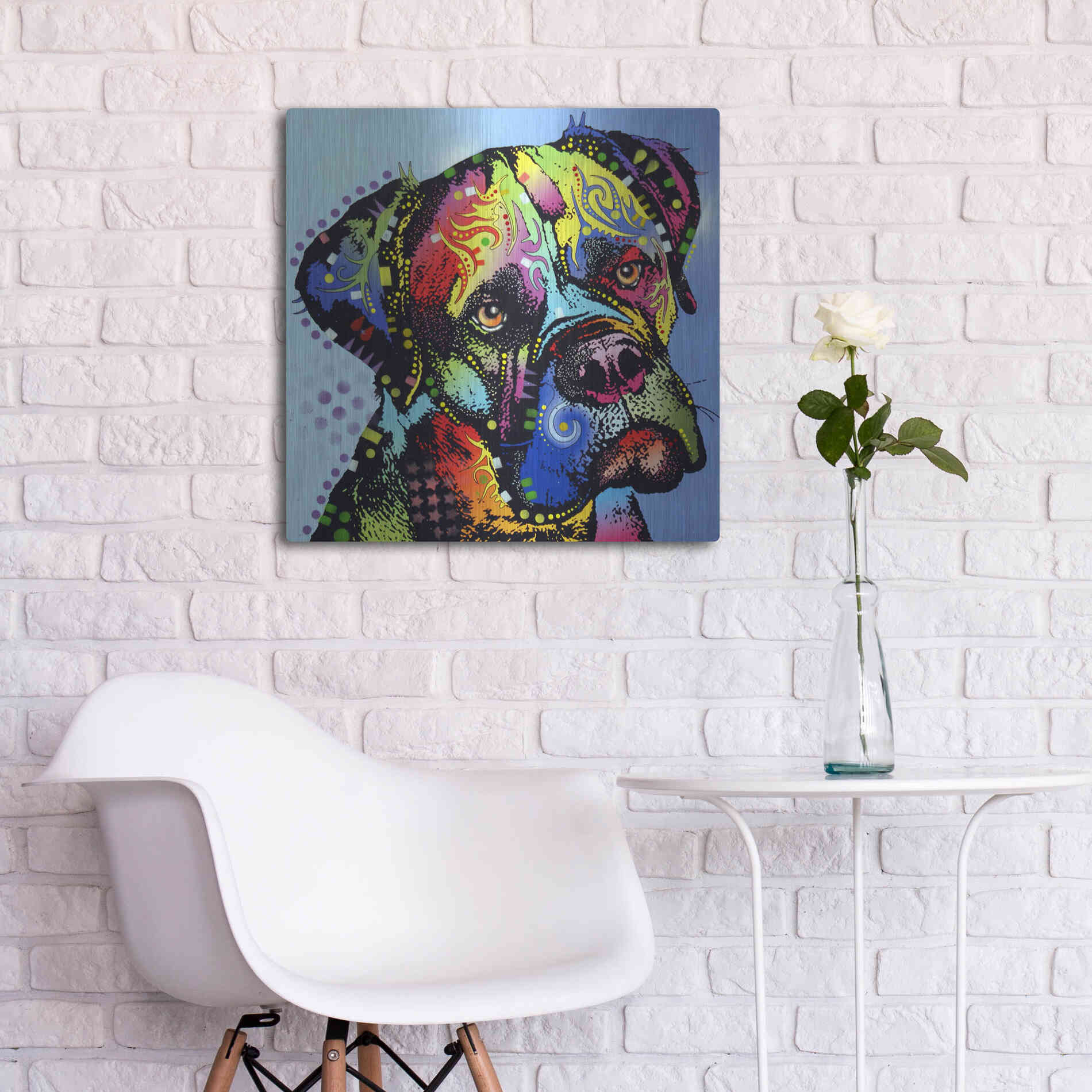 Luxe Metal Art 'Mastiff Warrior' by Dean Russo, Metal Wall Art,24x24