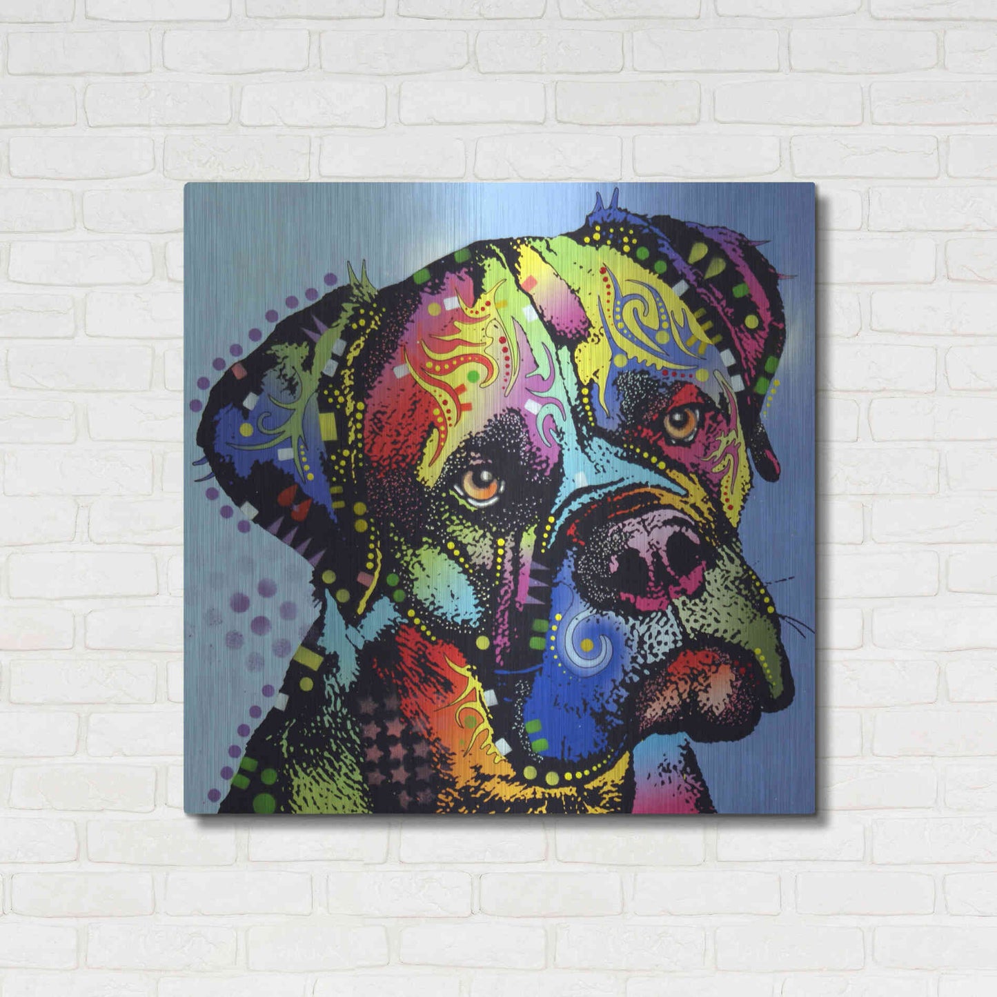 Luxe Metal Art 'Mastiff Warrior' by Dean Russo, Metal Wall Art,36x36