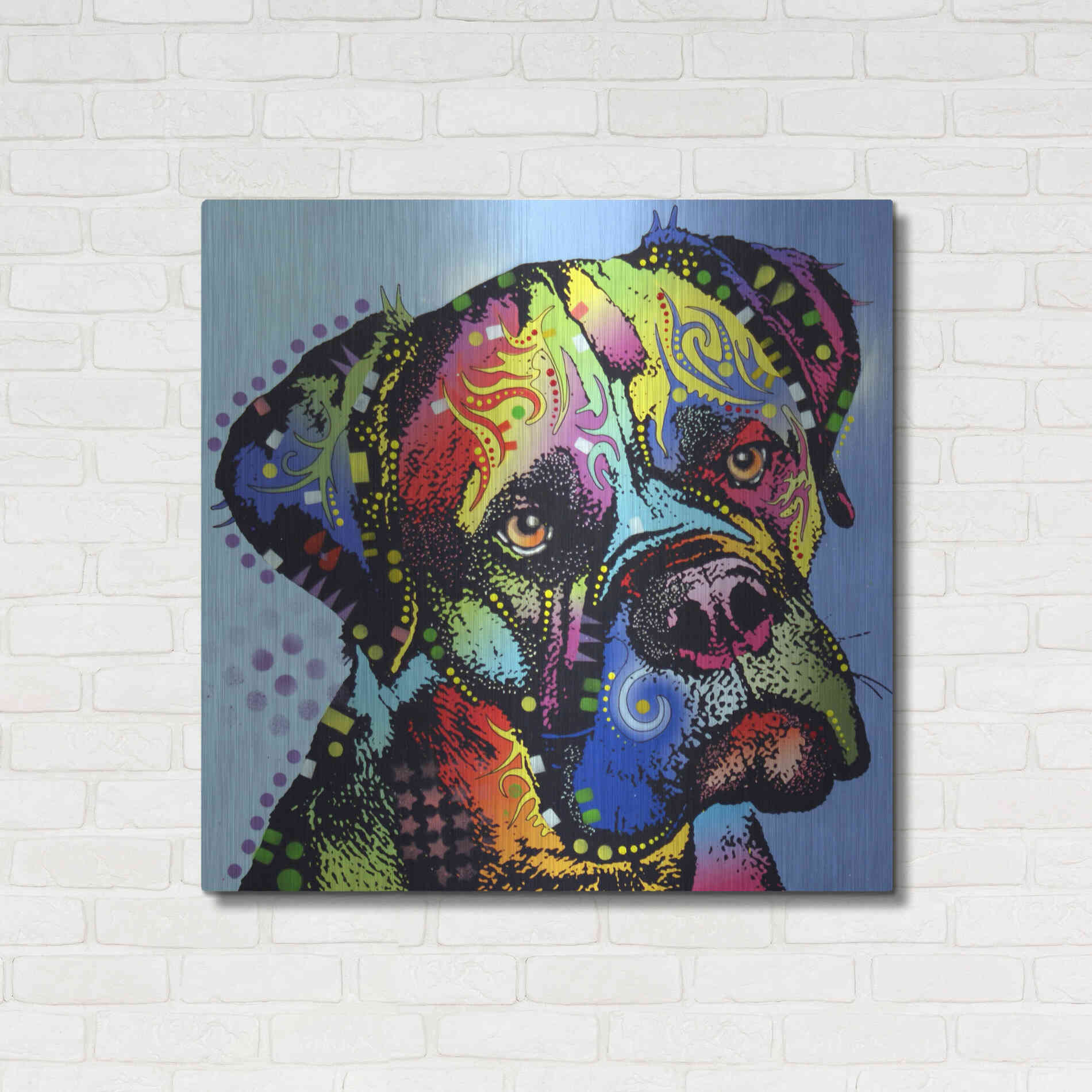 Luxe Metal Art 'Mastiff Warrior' by Dean Russo, Metal Wall Art,36x36