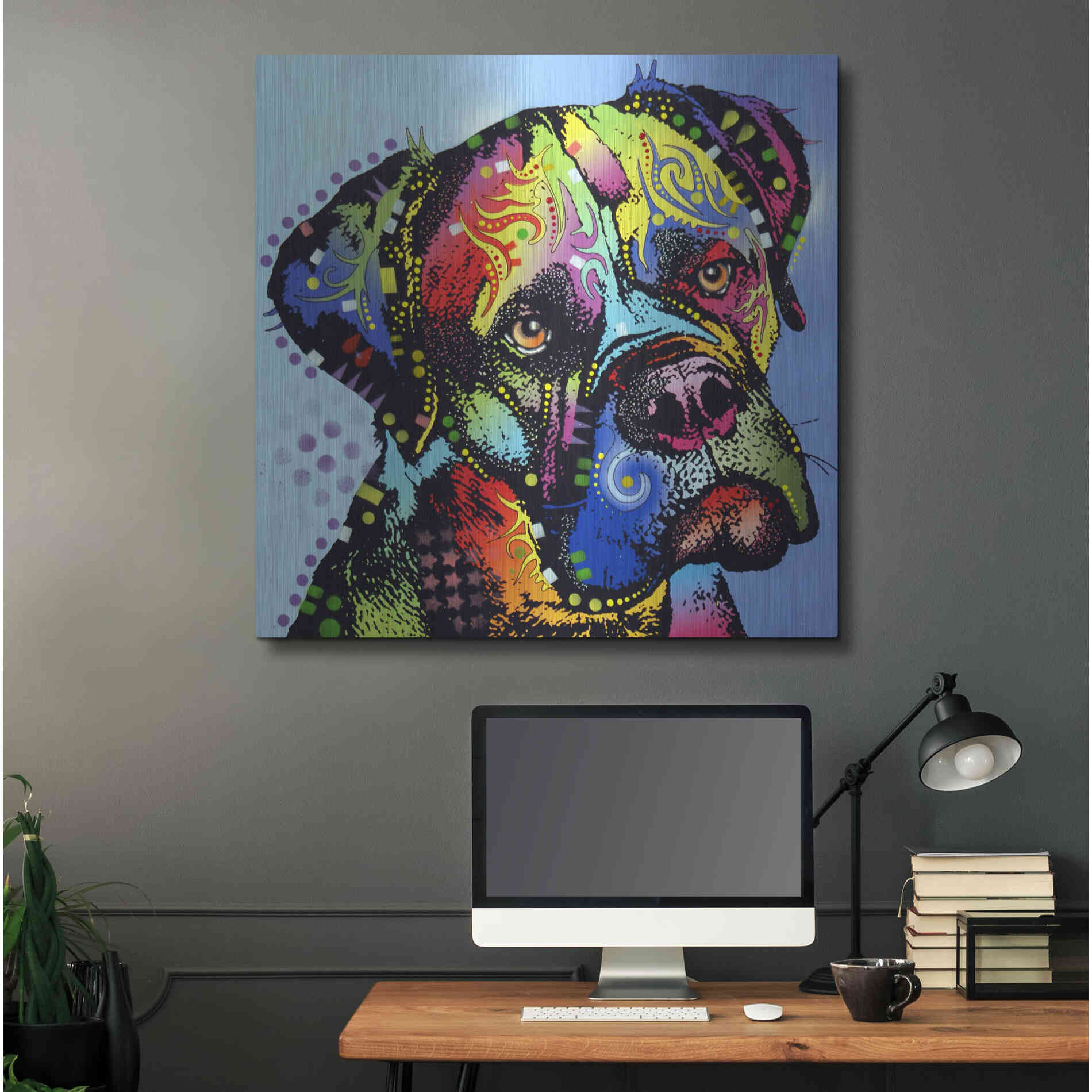 Luxe Metal Art 'Mastiff Warrior' by Dean Russo, Metal Wall Art,36x36