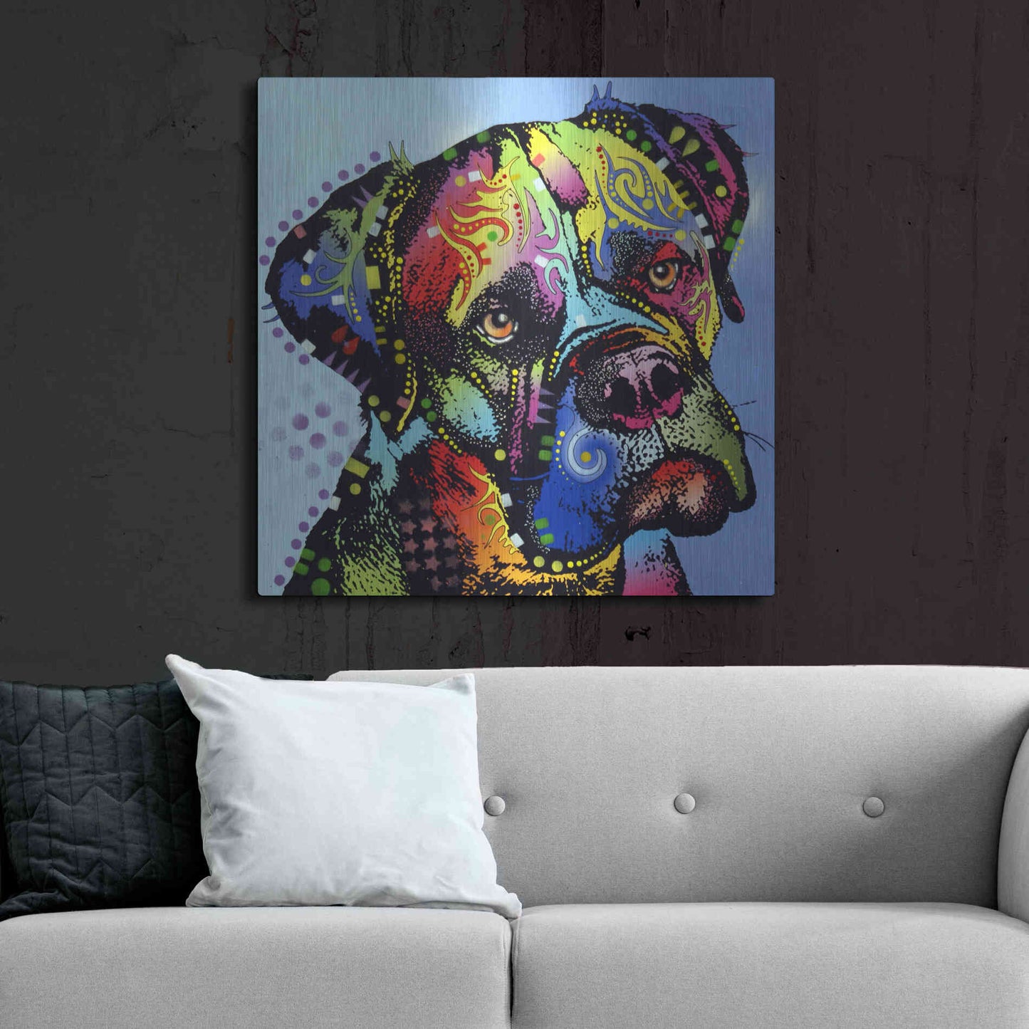 Luxe Metal Art 'Mastiff Warrior' by Dean Russo, Metal Wall Art,36x36