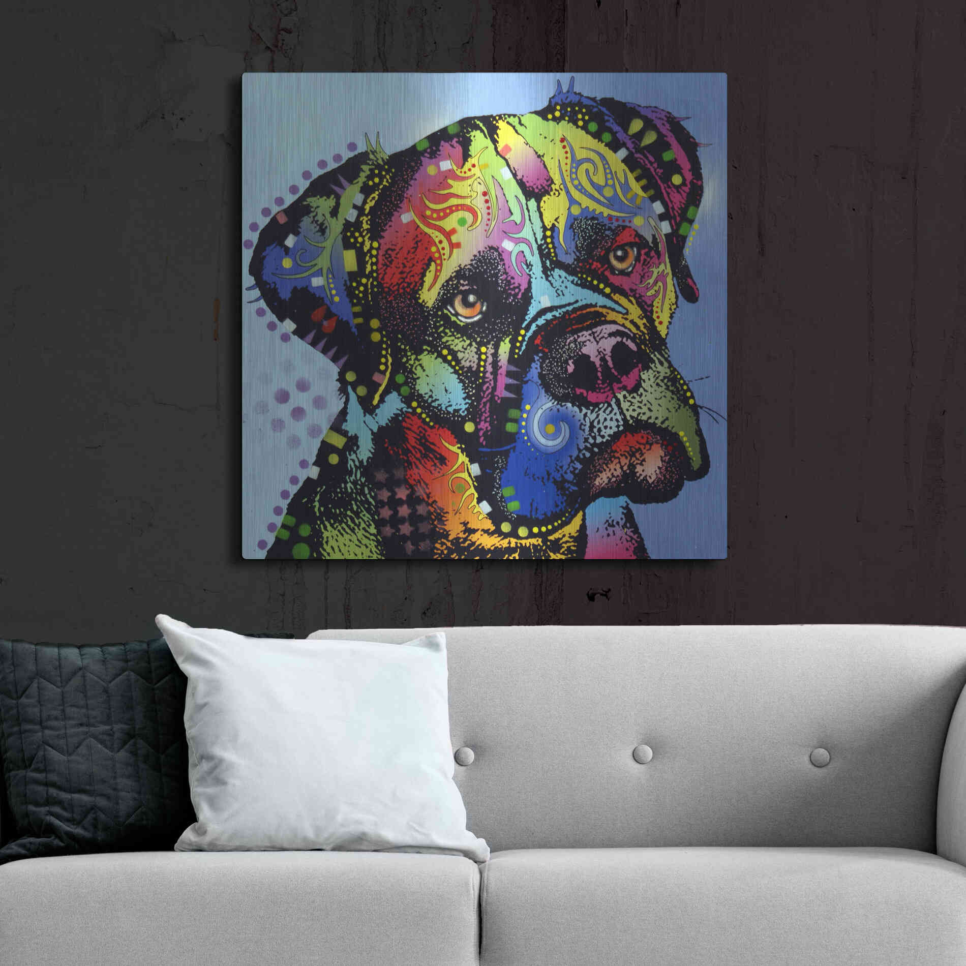 Luxe Metal Art 'Mastiff Warrior' by Dean Russo, Metal Wall Art,36x36