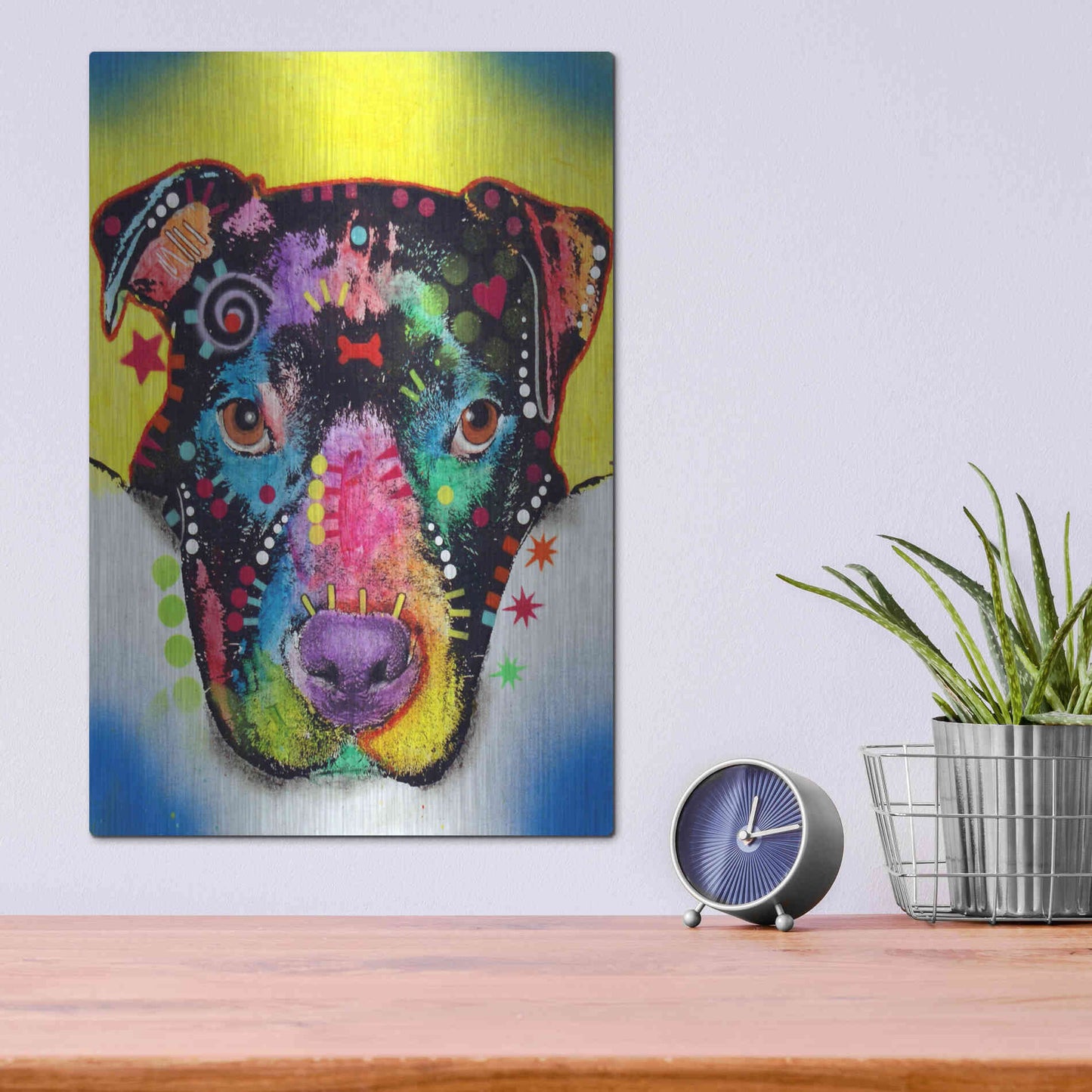 Luxe Metal Art 'Otter Pitbull' by Dean Russo, Metal Wall Art,12x16