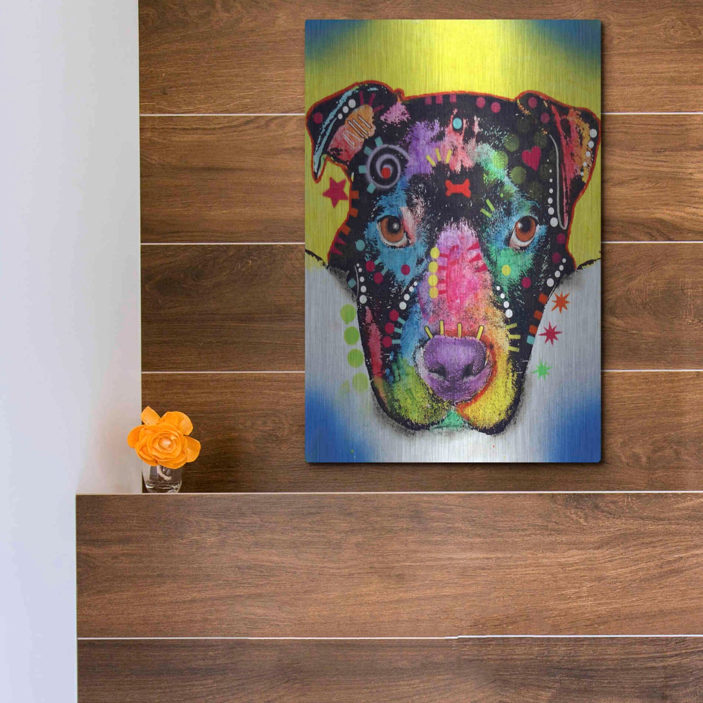 Luxe Metal Art 'Otter Pitbull' by Dean Russo, Metal Wall Art,12x16