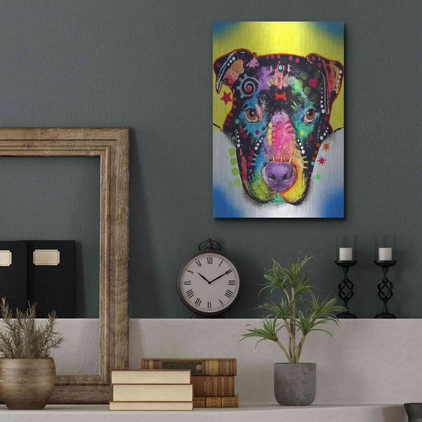 Luxe Metal Art 'Otter Pitbull' by Dean Russo, Metal Wall Art,12x16