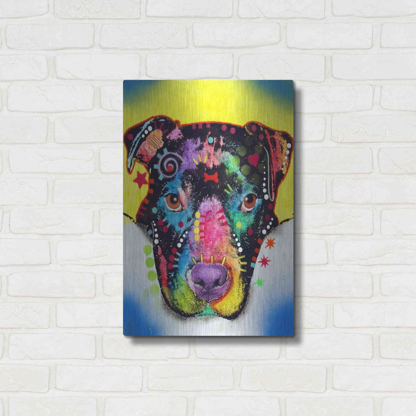 Luxe Metal Art 'Otter Pitbull' by Dean Russo, Metal Wall Art,16x24