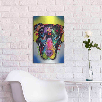 Luxe Metal Art 'Otter Pitbull' by Dean Russo, Metal Wall Art,16x24