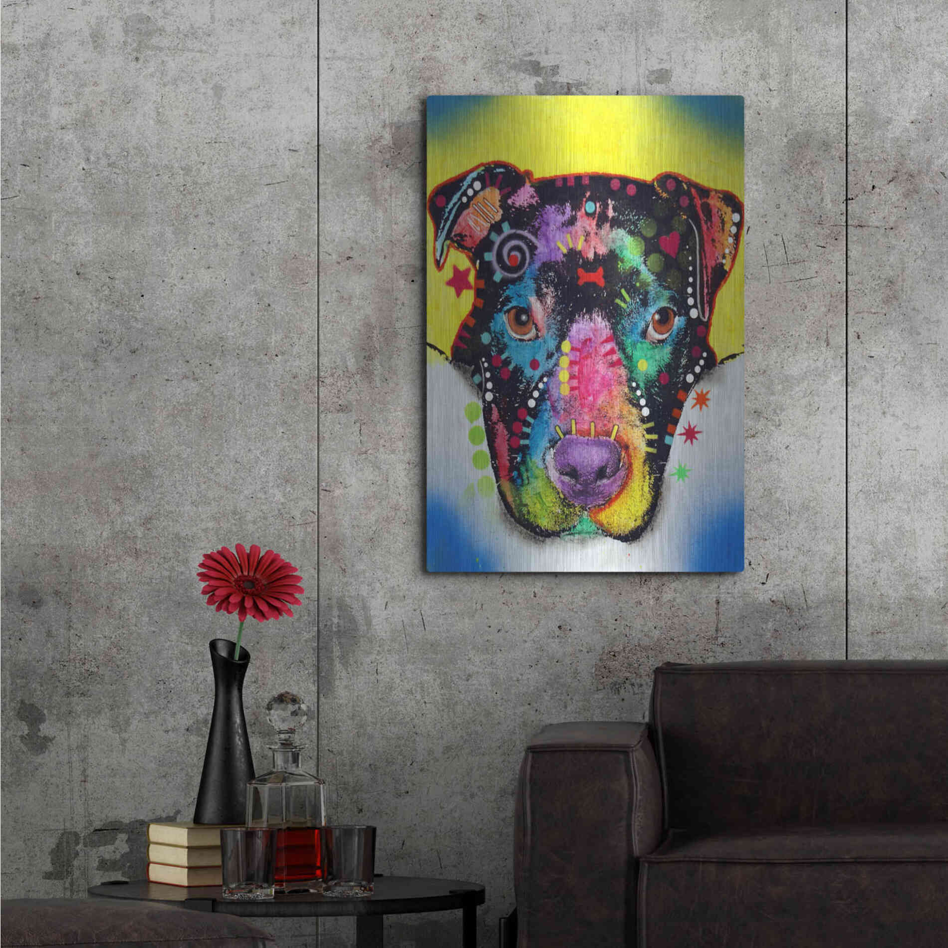 Luxe Metal Art 'Otter Pitbull' by Dean Russo, Metal Wall Art,24x36