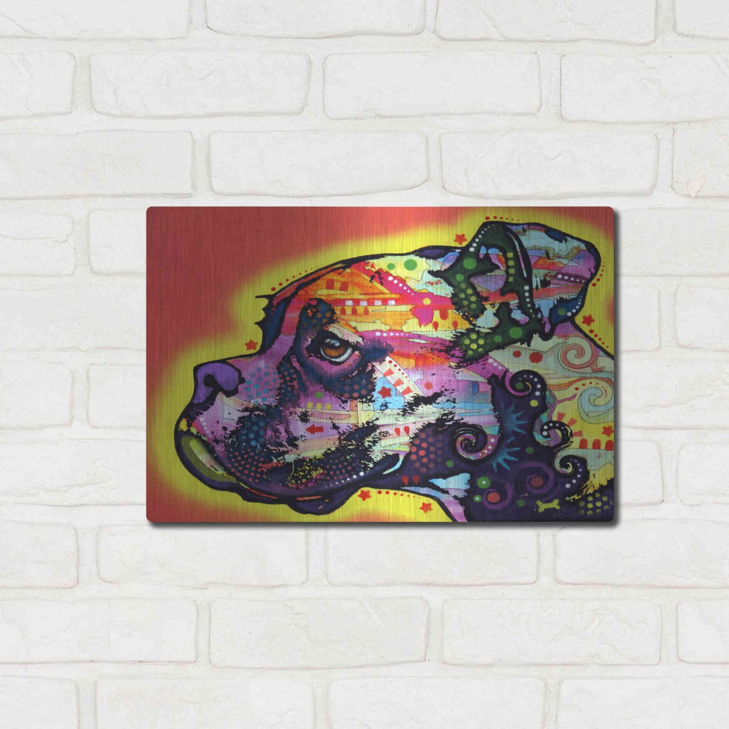 Luxe Metal Art 'Profile Boxer' by Dean Russo, Metal Wall Art,16x12