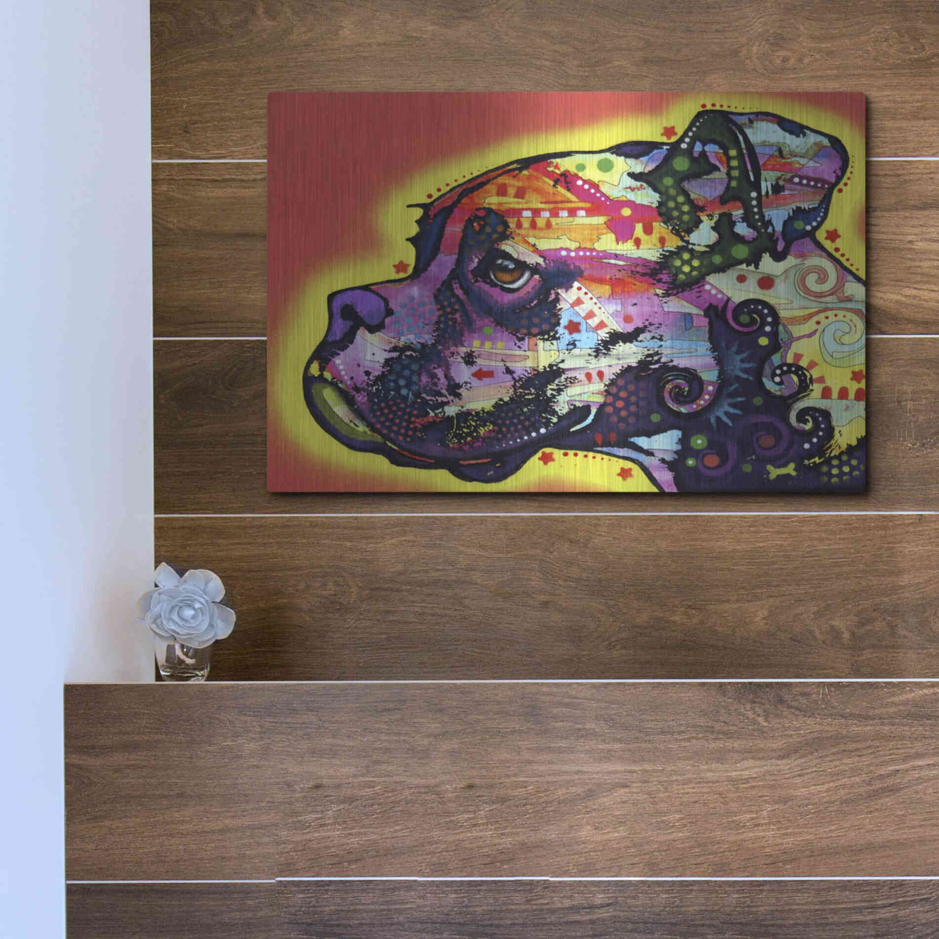 Luxe Metal Art 'Profile Boxer' by Dean Russo, Metal Wall Art,16x12